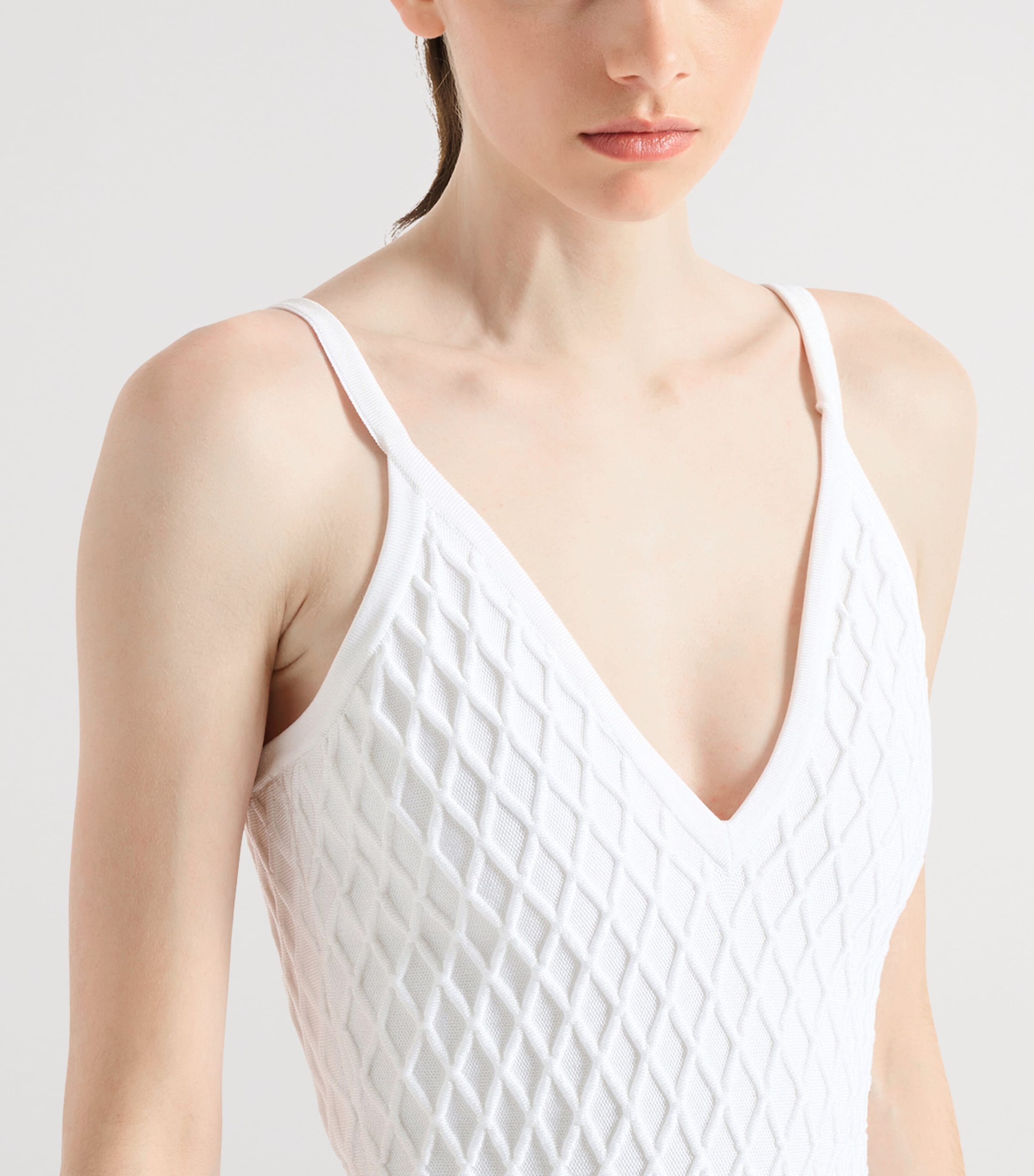 Balmain Womens Knitted Flared Mini Dress Blanc Image 4