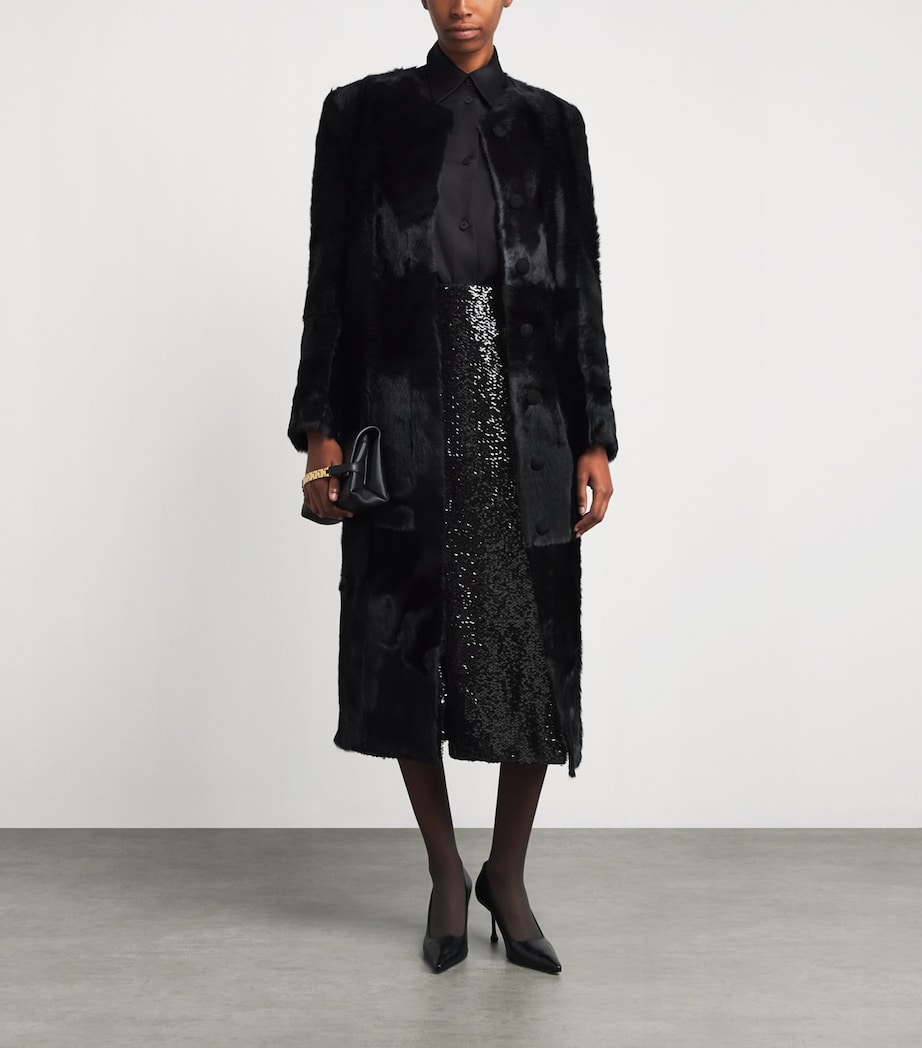 Sequinned Kanji Midi Skirt BLACK Image 2