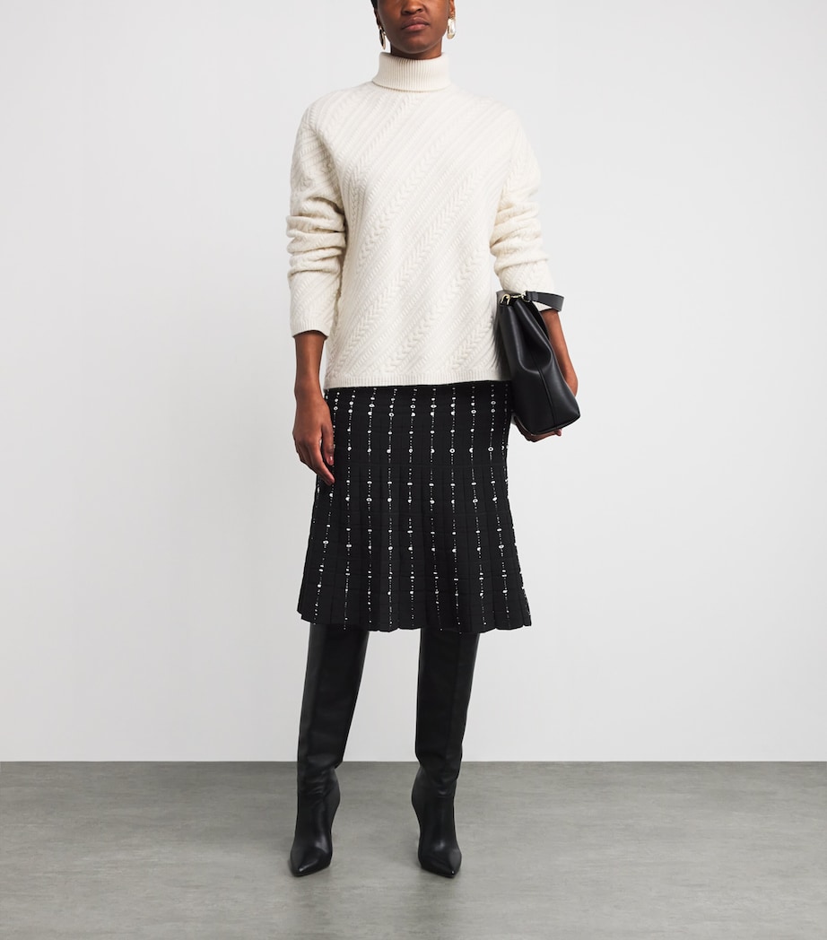 Fragmented Stripes Knitted Midi Skirt BLACK/IVORY Image 2