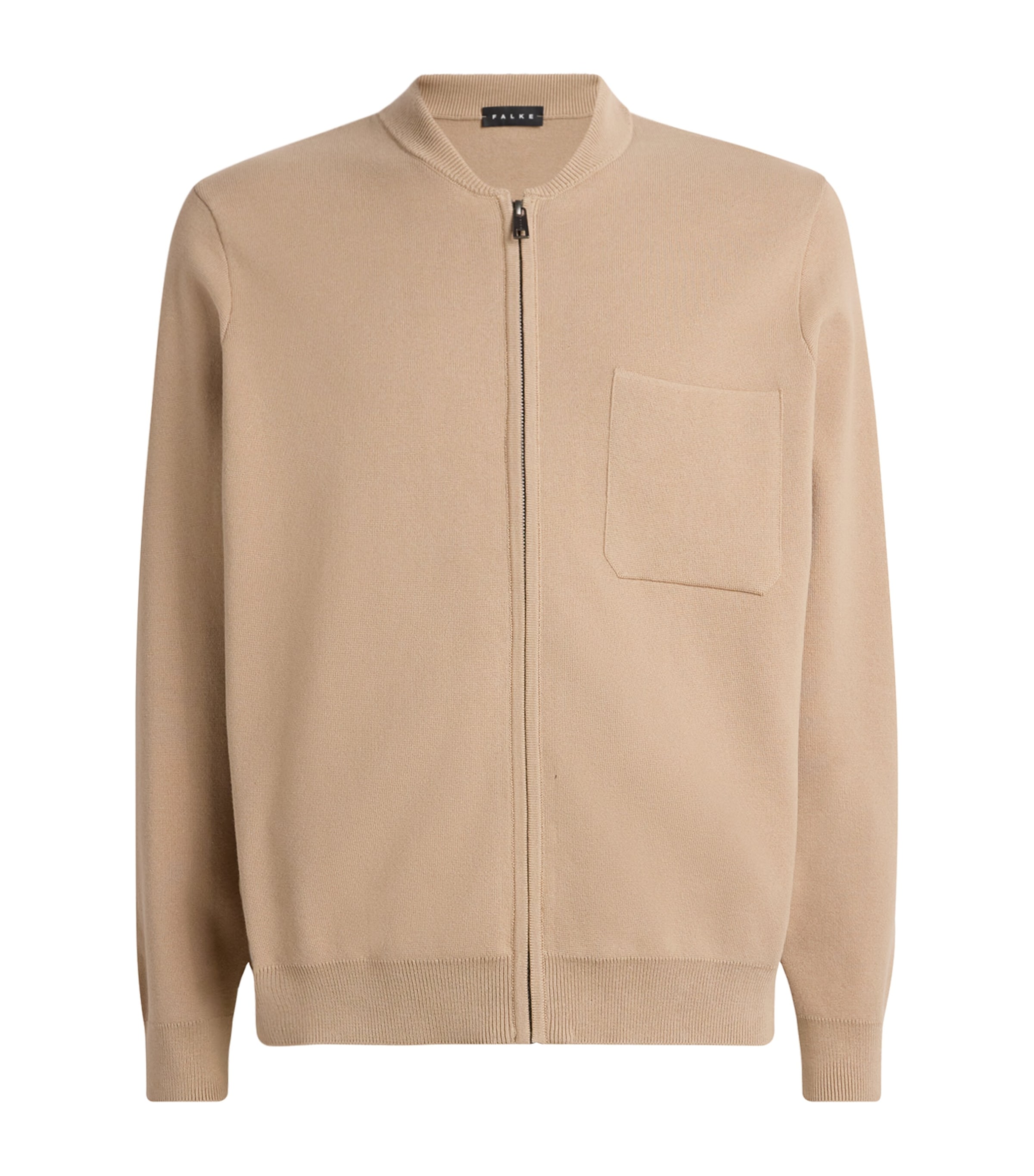 Falke Mens Organic Cotton Zip-Up Sweater Seasame Image 1