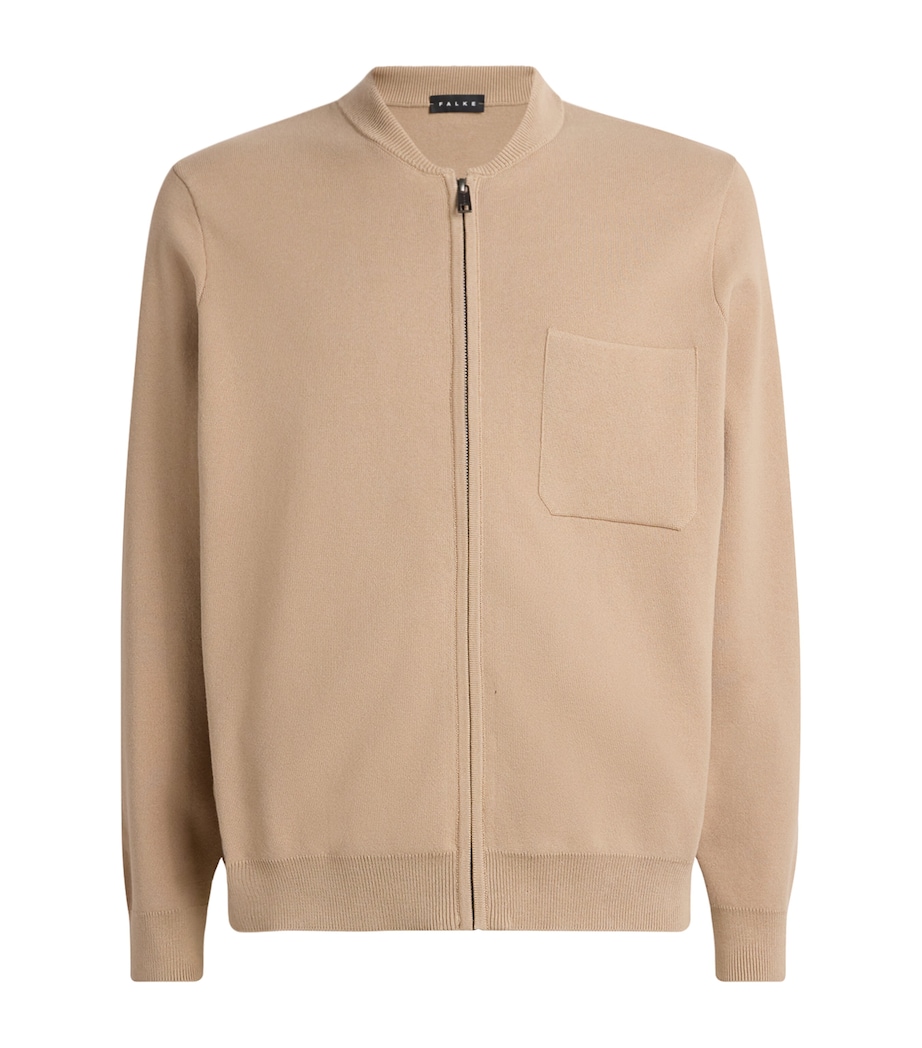Falke Mens Organic Cotton Zip-Up Sweater Seasame Image 1