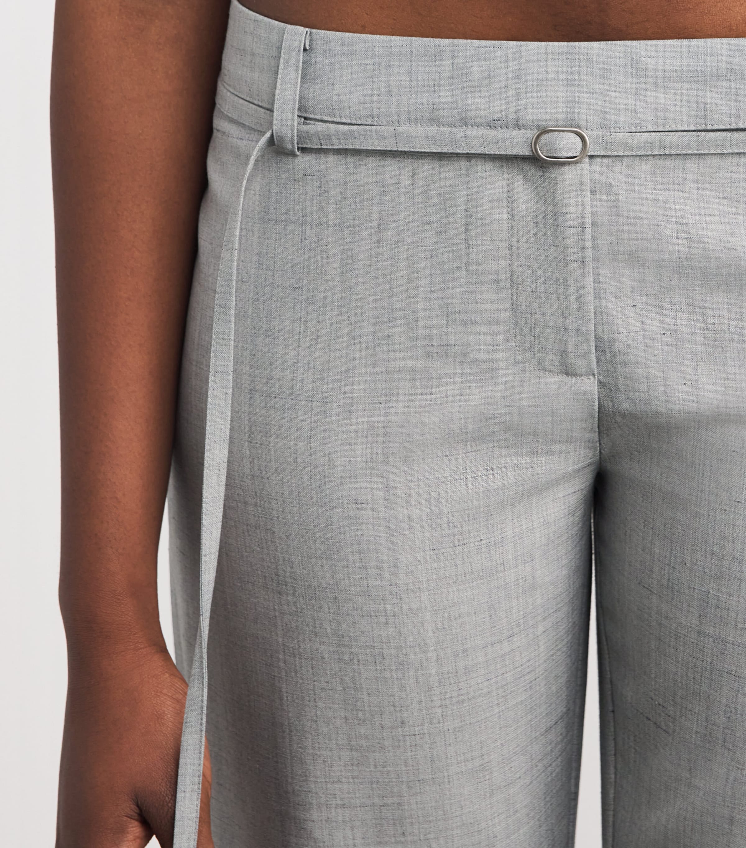 St. Agni Womens 90s Belt Minimal Trousers Concrete Image 3