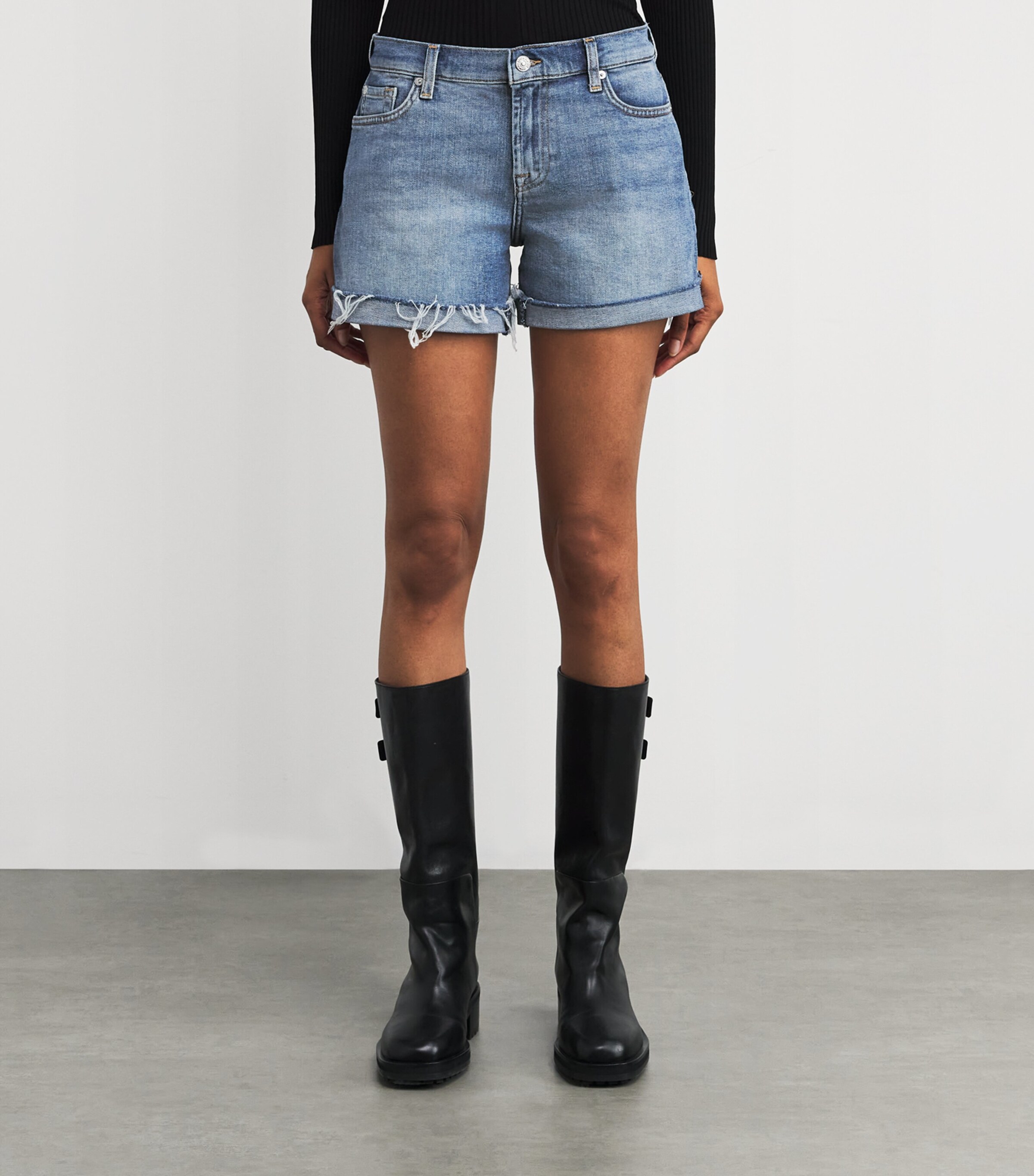 Mid Roll Denim Shorts SHORE Image 3