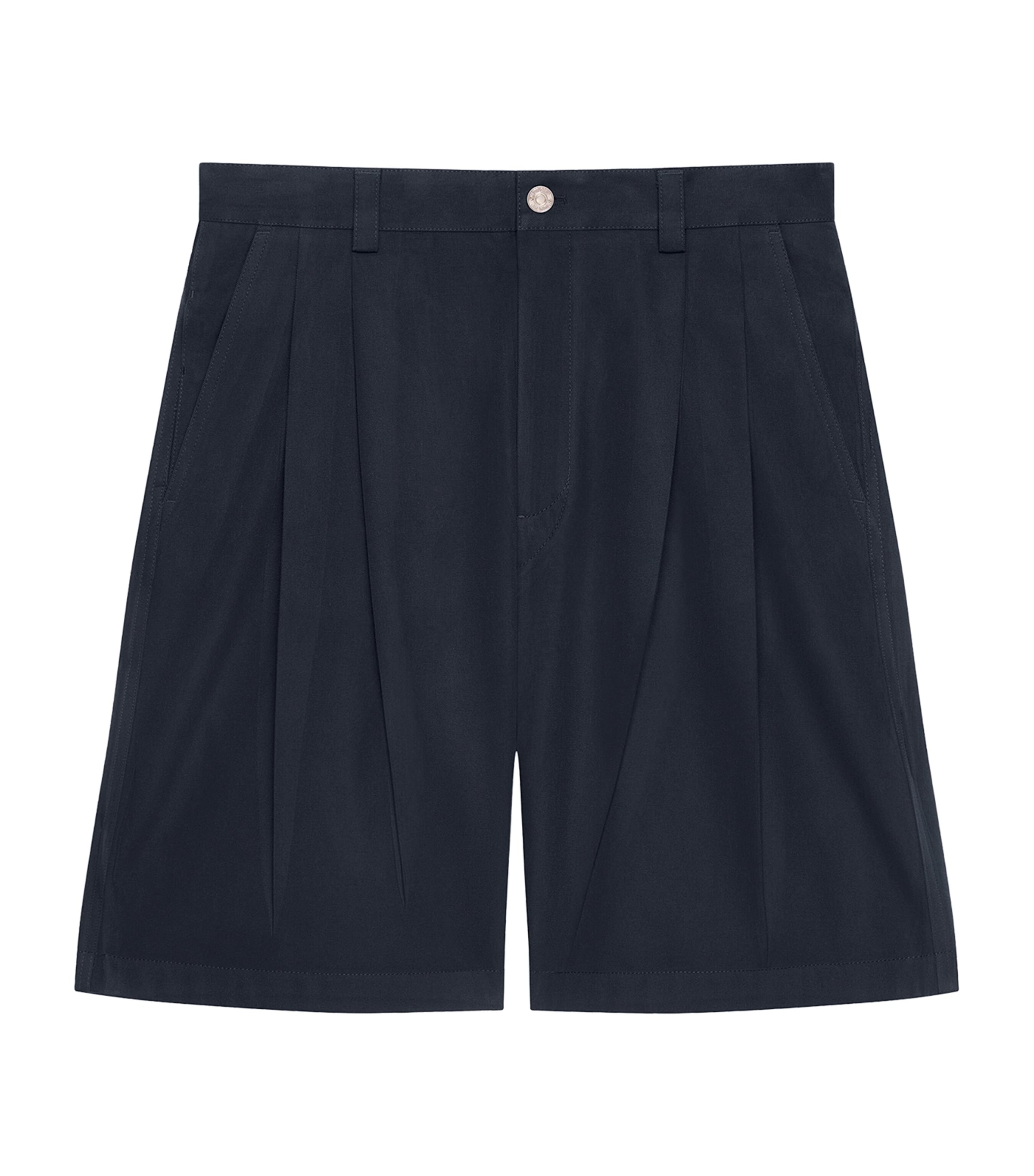 Cotton Pleated Shorts DARK BLUE Image 1
