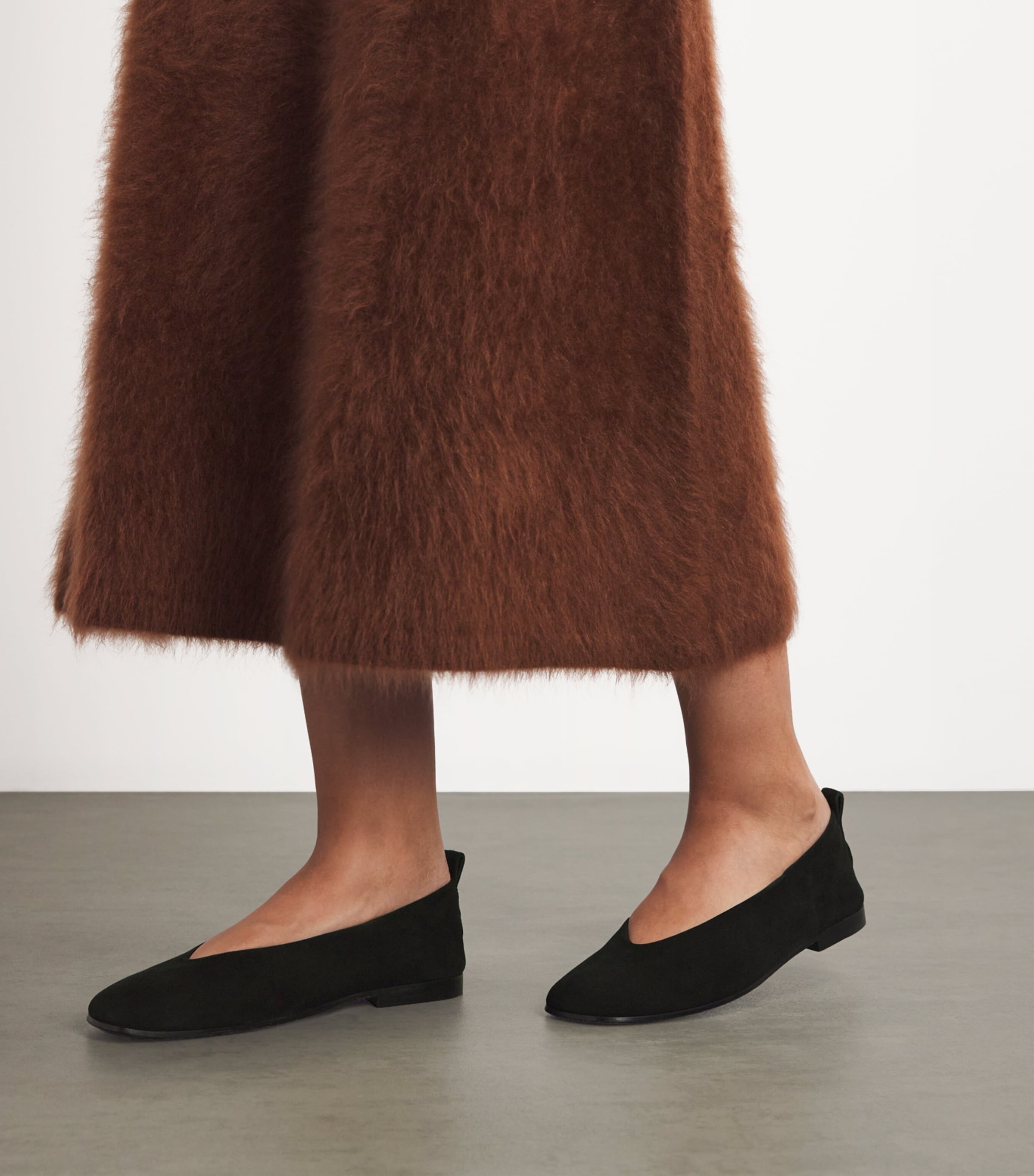 Suede Square-Toe Ballet Flats BLACK Image 2