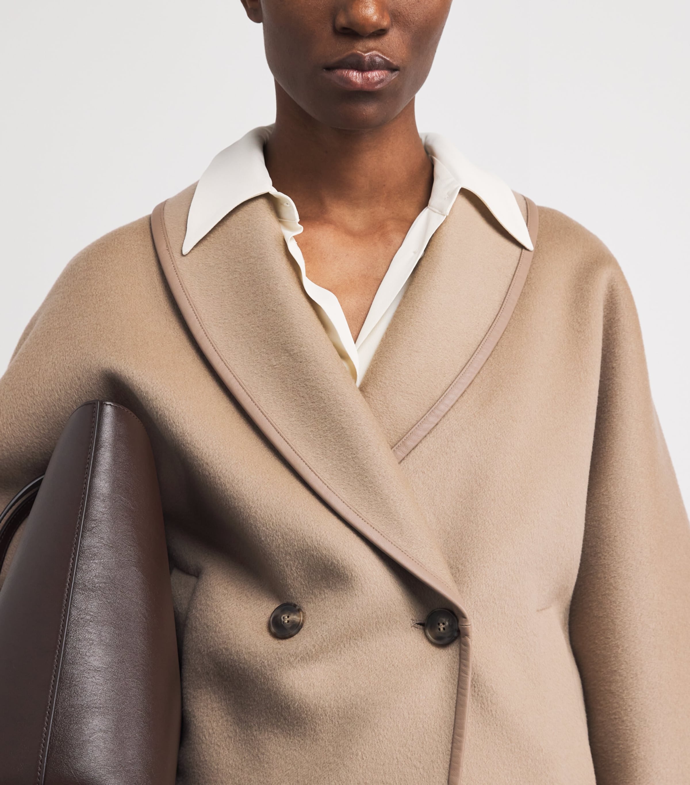 Yves Salomon Womens Wool-Cashmere Double-Breasted Pea Coat Image 3