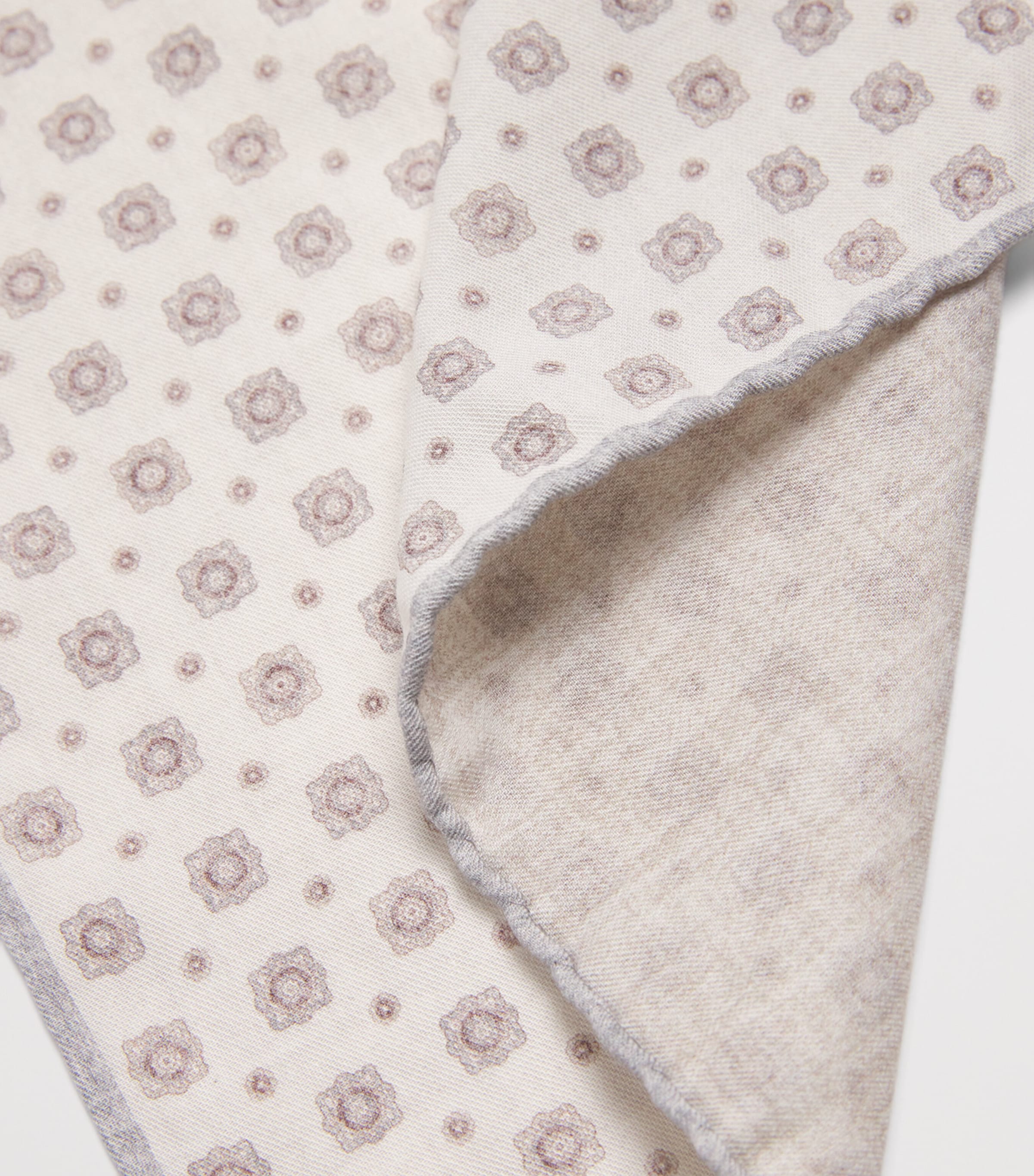 Cotton-Wool Printed Pocket Square BIANCO E BEIGE Image 3