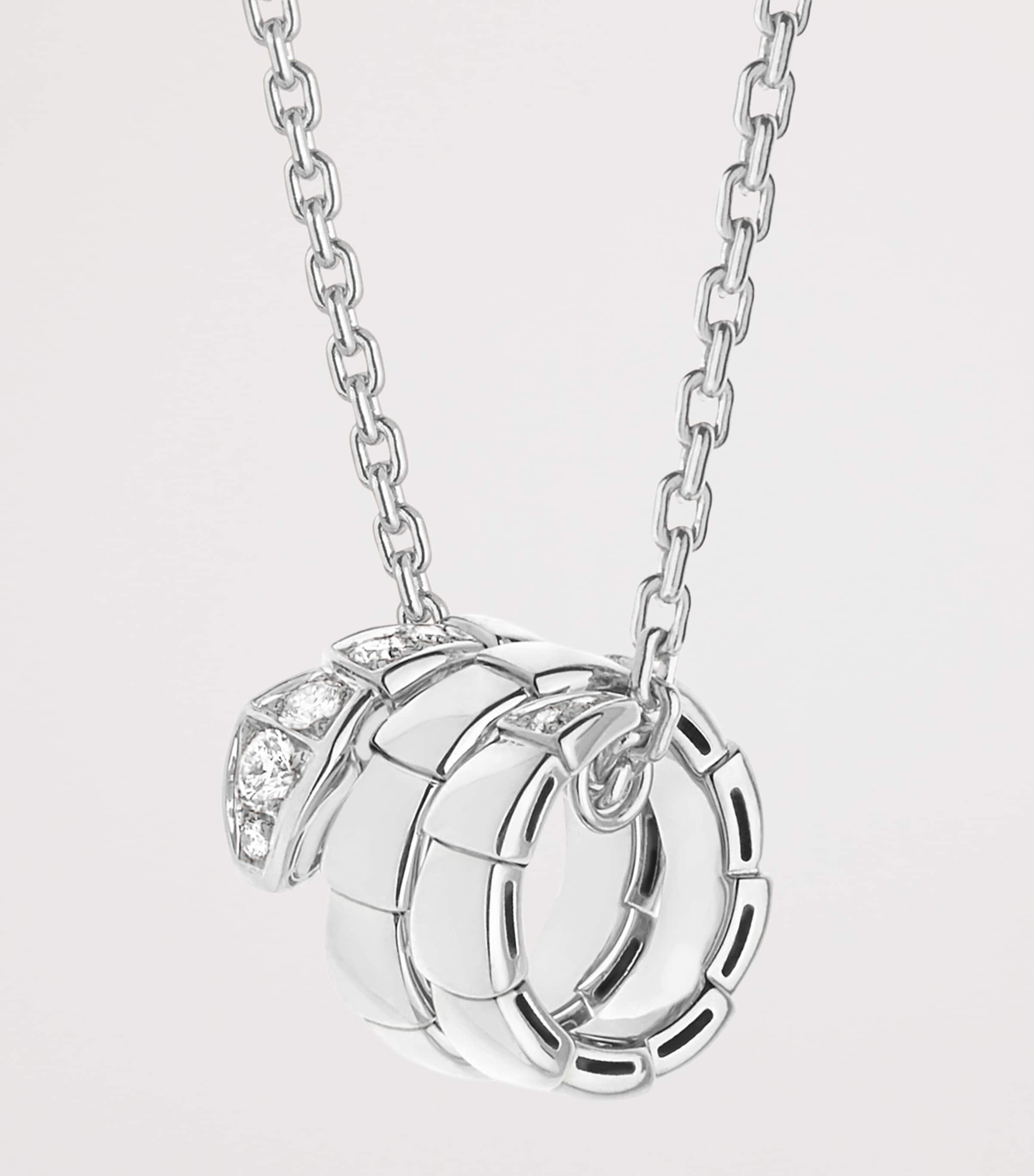 White Gold and Diamond Serpenti Viper Pendant Necklace WHITE GOLD Image 3