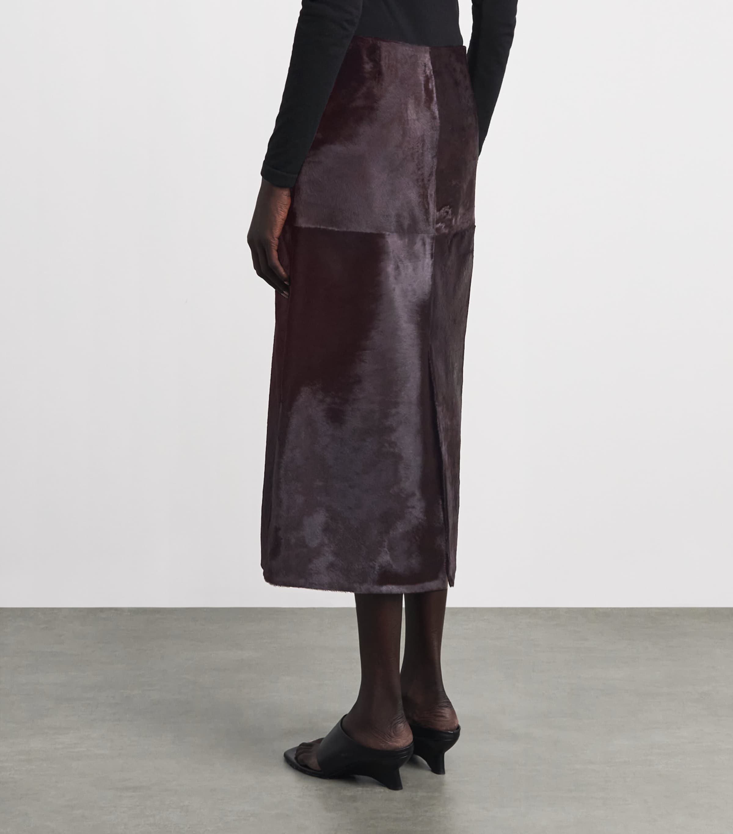 Simkhai Womens Calf Hair Tobiana Midi Skirt Fig Image 5