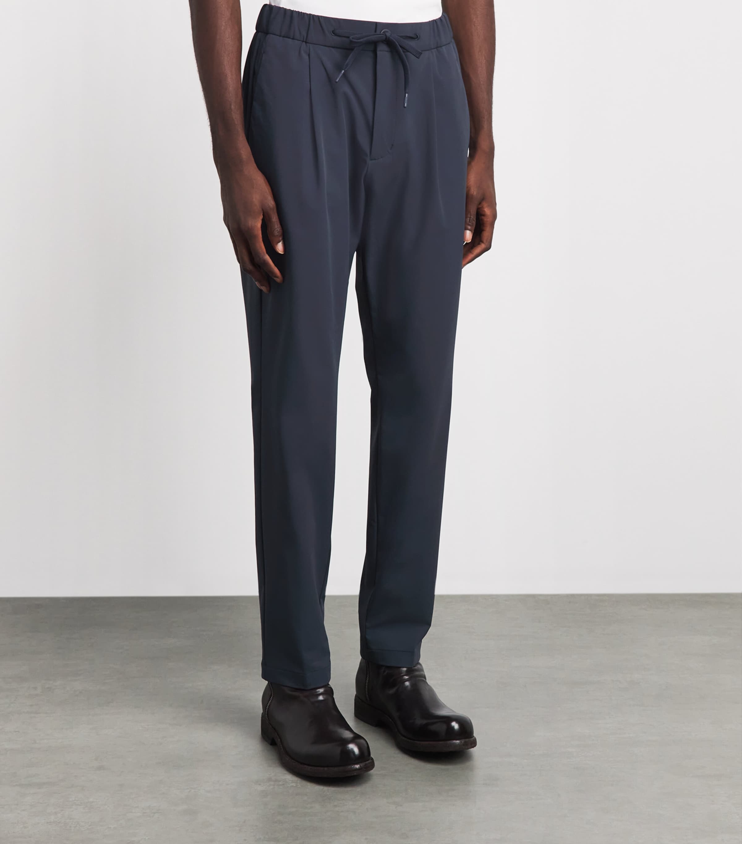 Herno Mens Stretch Technical Drawstring Trousers Blu Navy Image 4