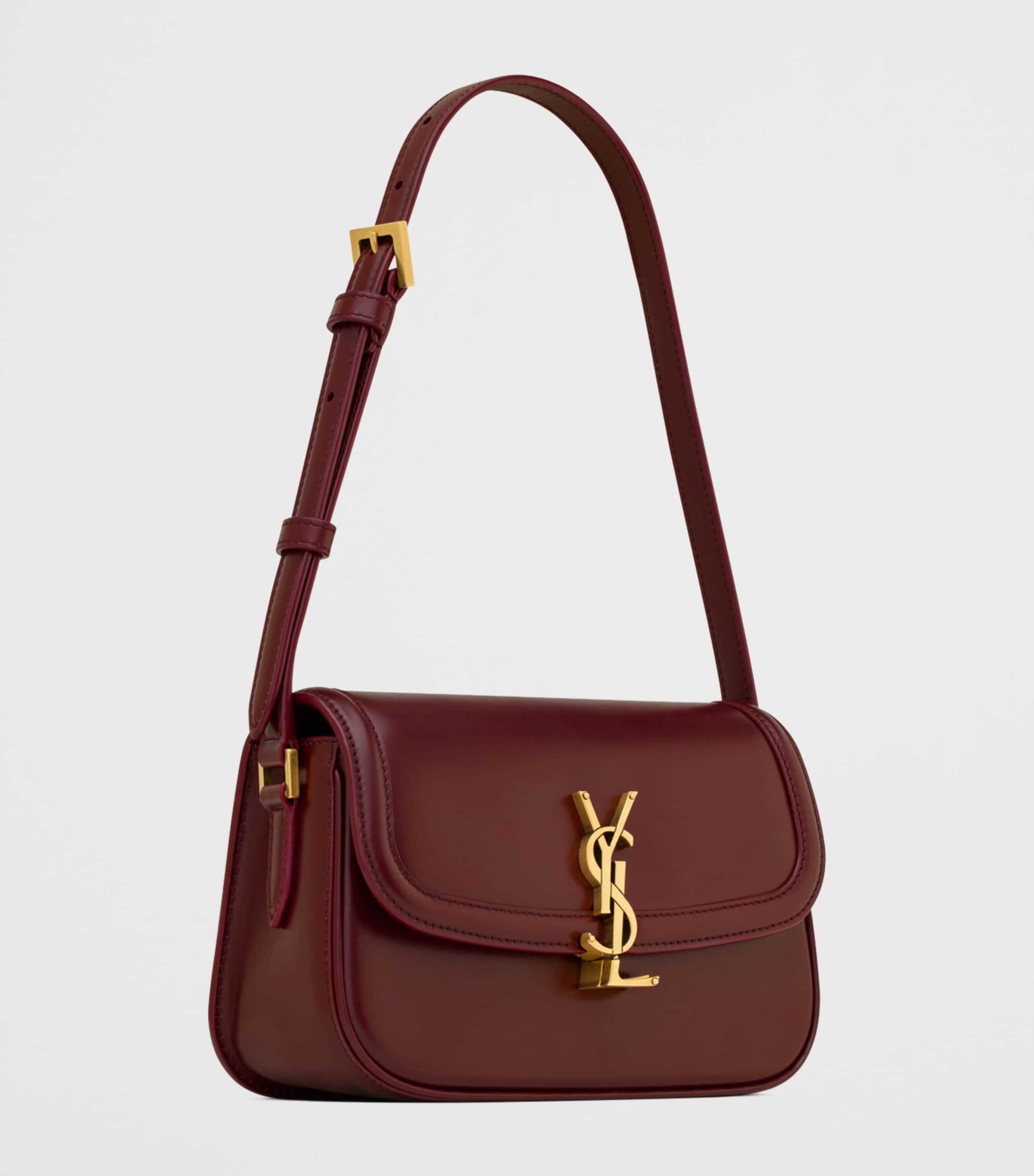Saint Laurent Burgundy Mini Leather Solferino Satchel | Harrods US