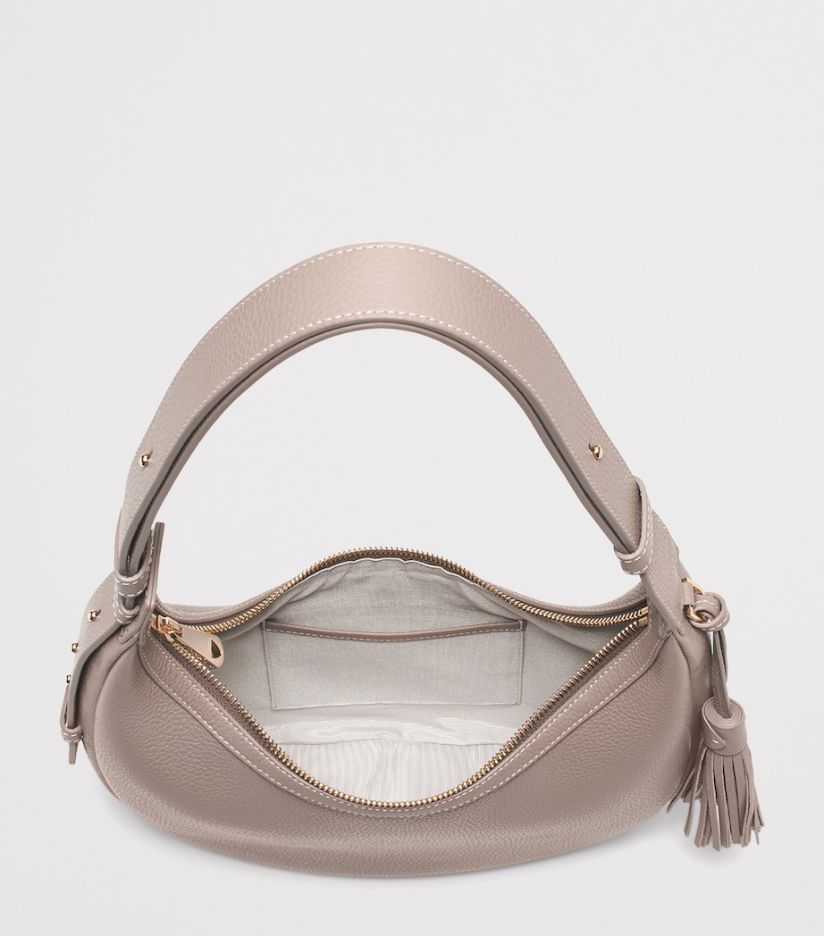 Aspinal Of London Small Leather Soho Crescent Shoulder Bag Moleskin Image 4