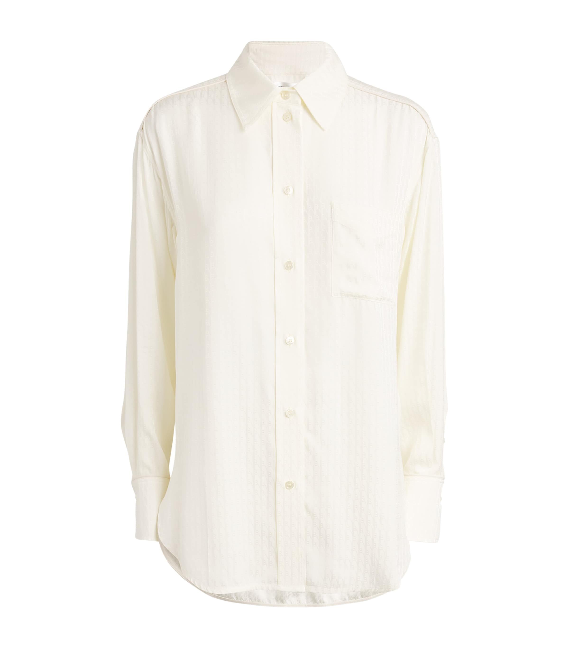 Shop Victoria Beckham Satin Monogram Shirt In Ivory