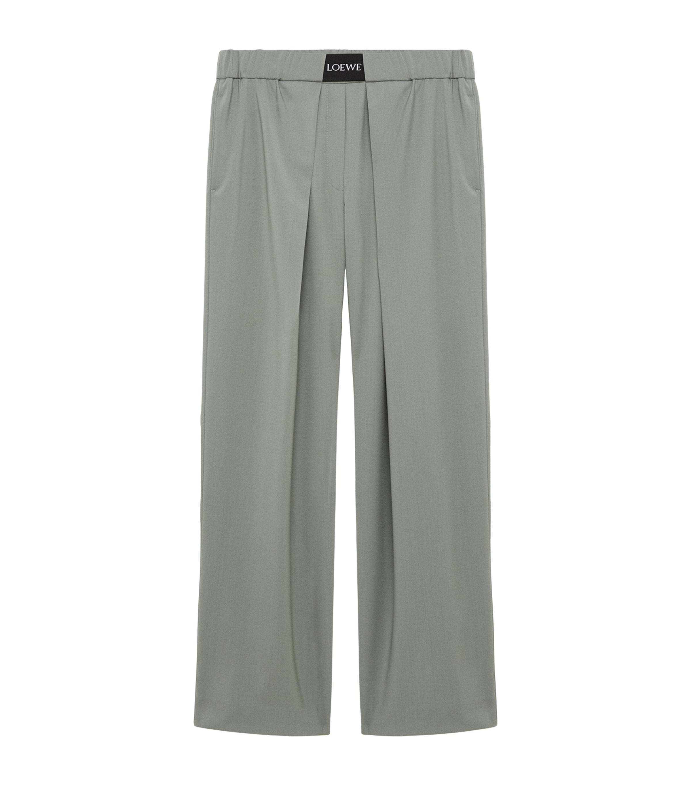 LOEWE Womens Wool-Blend Tailored Trousers Light Sage Image 1