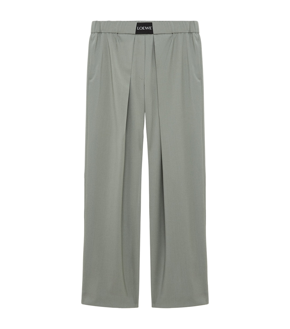 LOEWE Womens Wool-Blend Tailored Trousers Light Sage Image 1