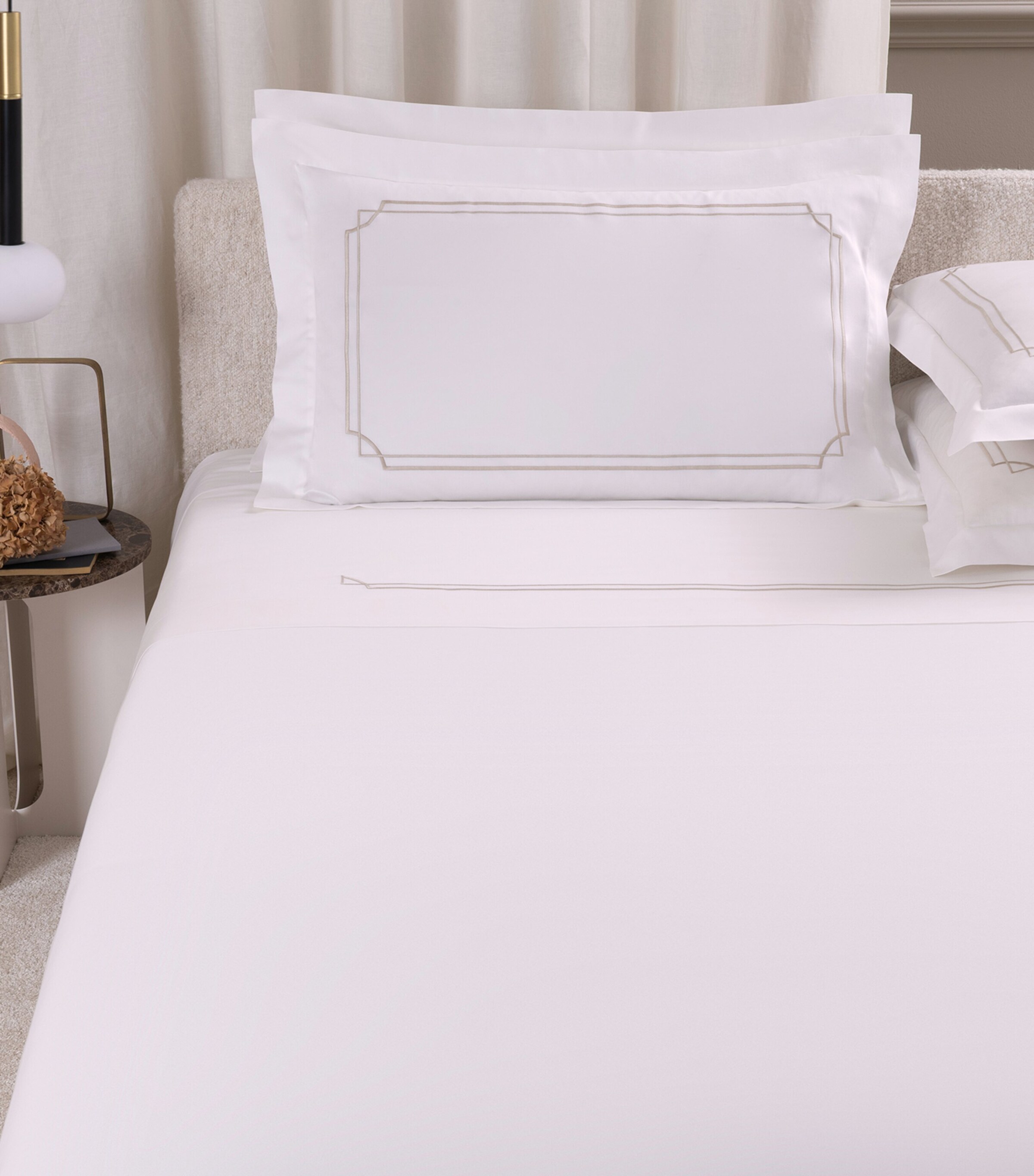 Frette Cotton Layering Embroidery King Sheet Set Milk/savage B Image 3
