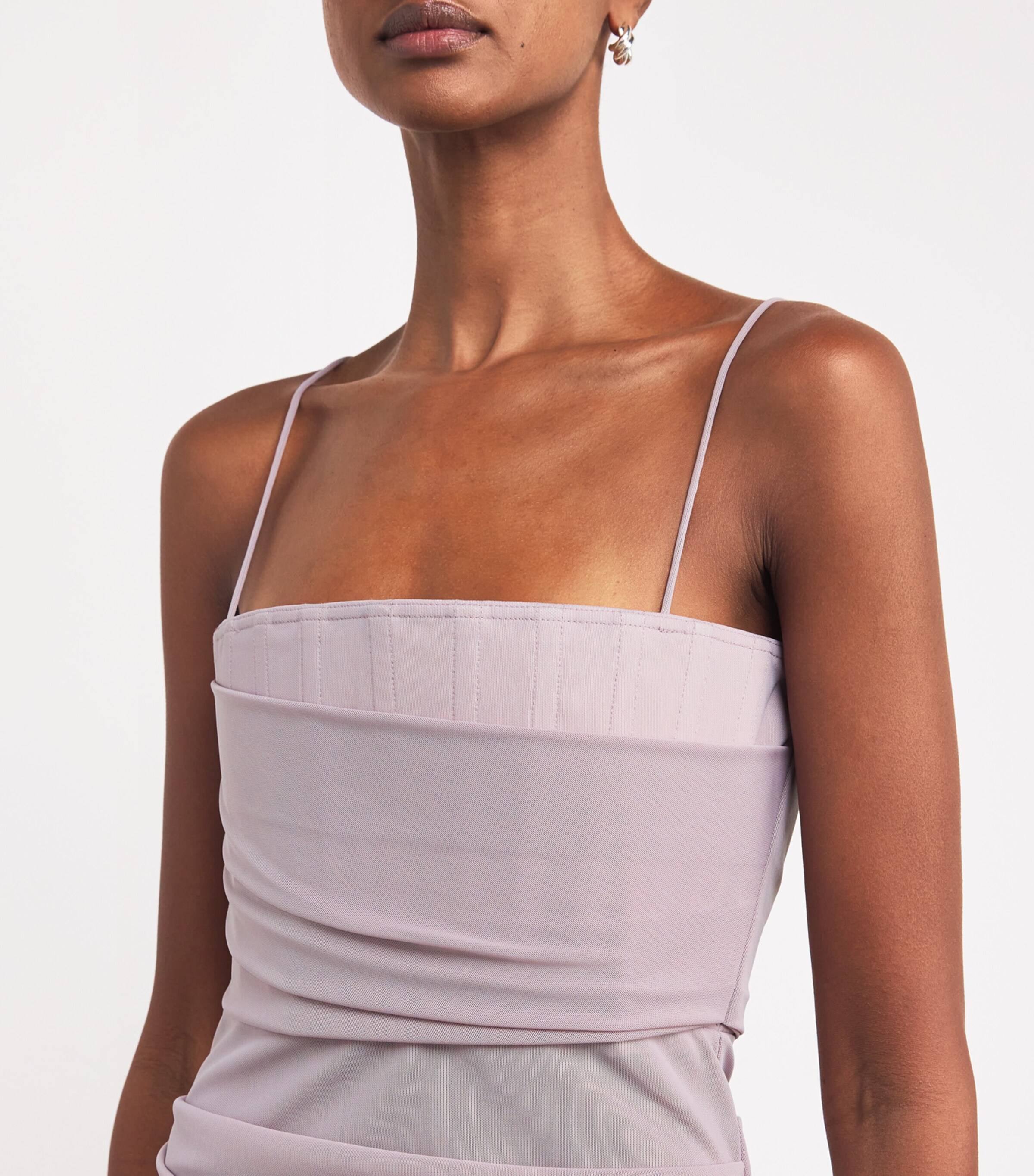 Alex Perry Womens Mesh Corset Mini Dress Lavender Grey Image 4