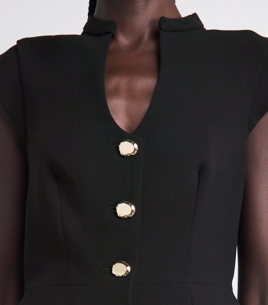 Sandro Paris Womens Button-Up Peplum Top Black Image 3