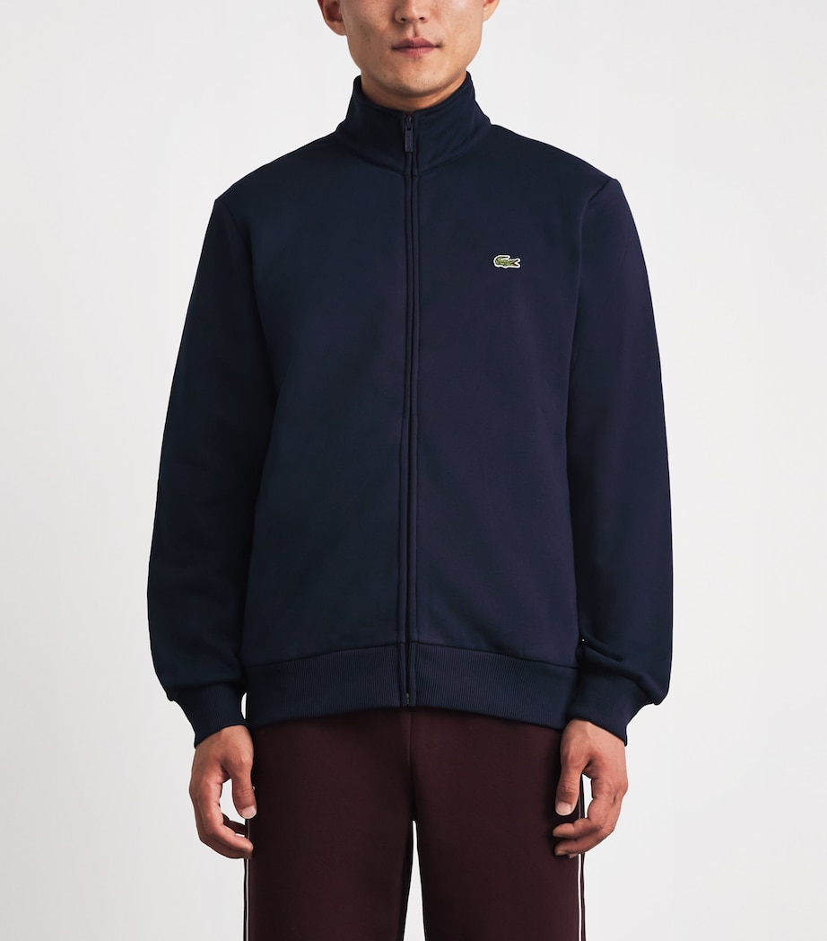 Lacoste Mens Fleece Zip-Up Sweatshirt Navy Blue Image 4