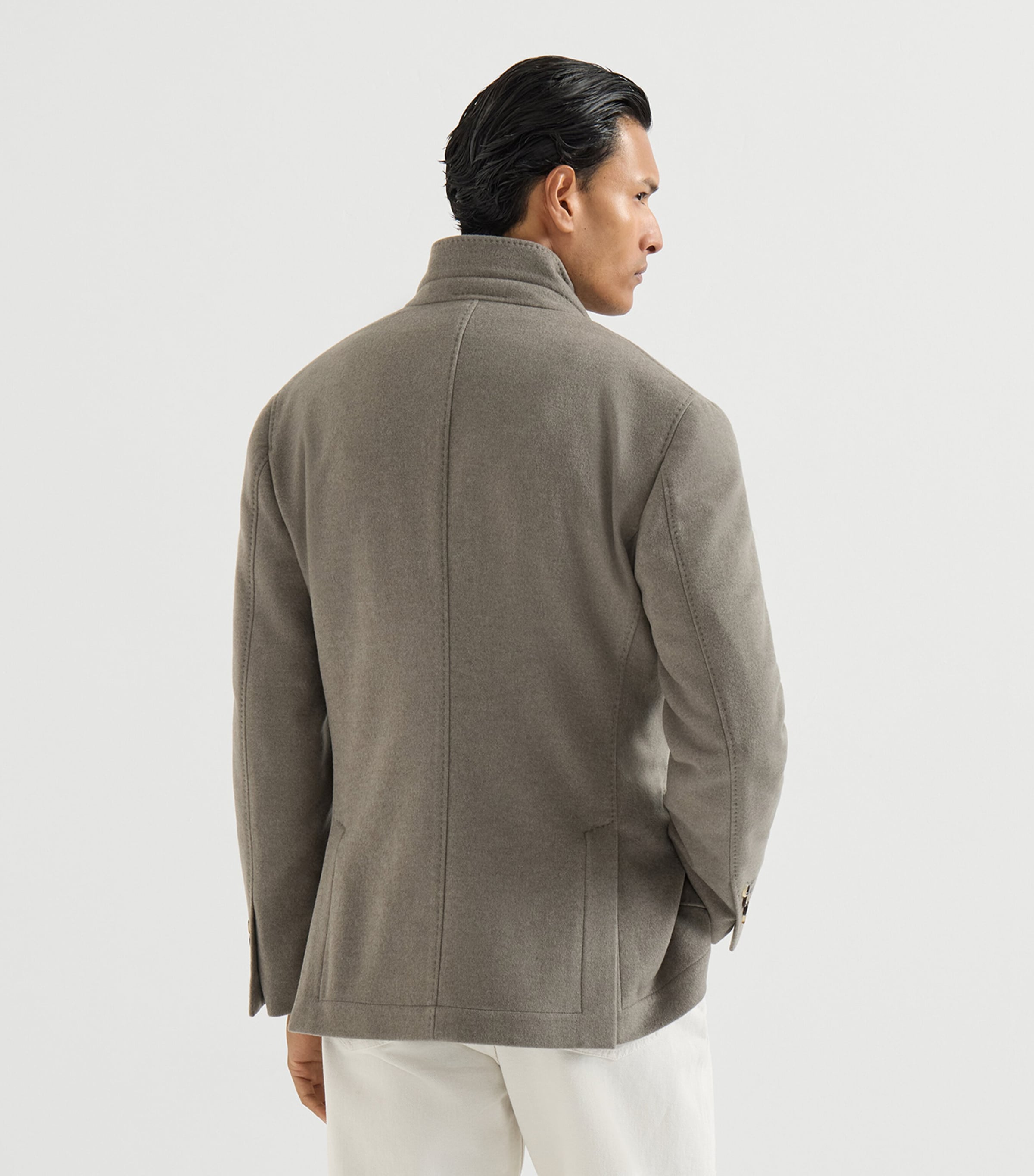 Brunello Cucinelli Mens Cashmere Water-Resistant Coat Dark Green Image 5