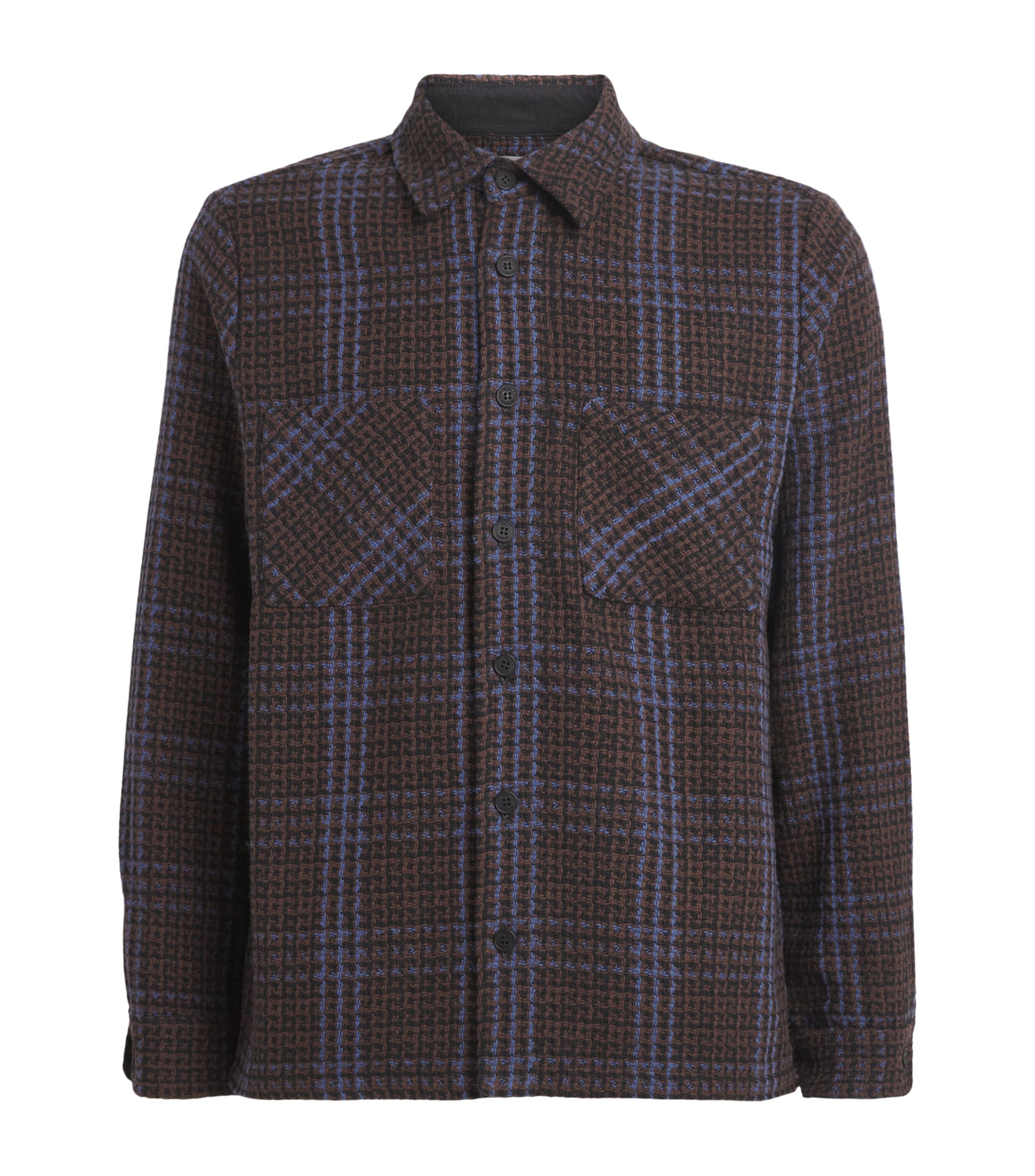 Cotton-Blend Skate Check Whiting Overshirt BROWN / BLUE Image 1
