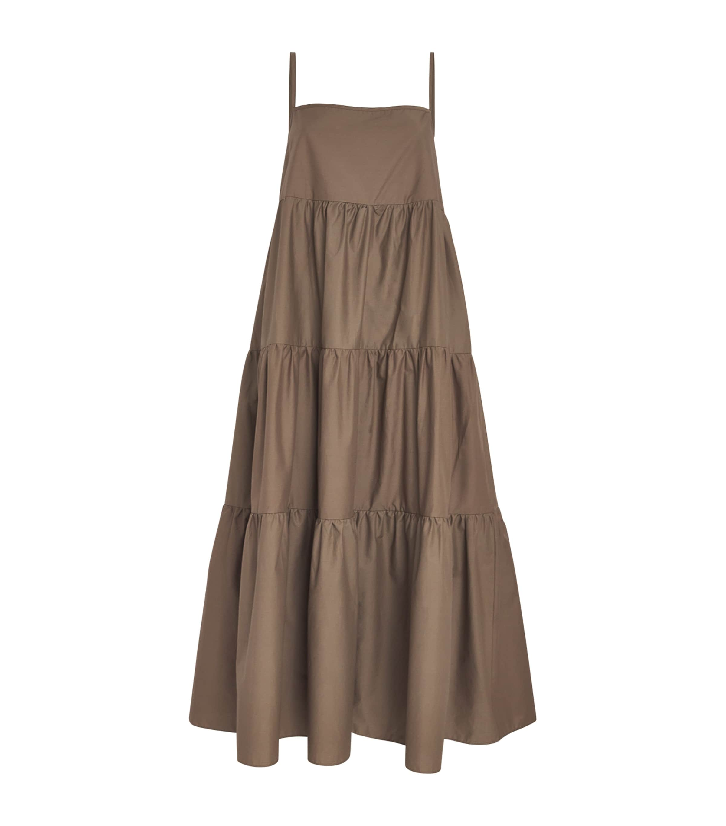 Shop Matteau Voluminous Tiered Midi Dress In Brown