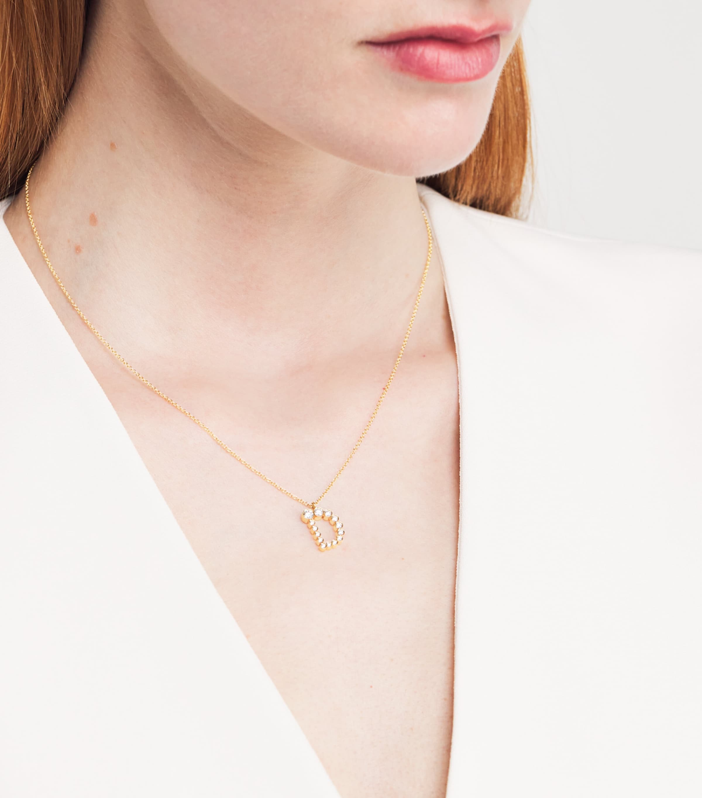 Yellow Gold and Diamond Soprano 'D' Necklace YELLOW GOLD Image 2