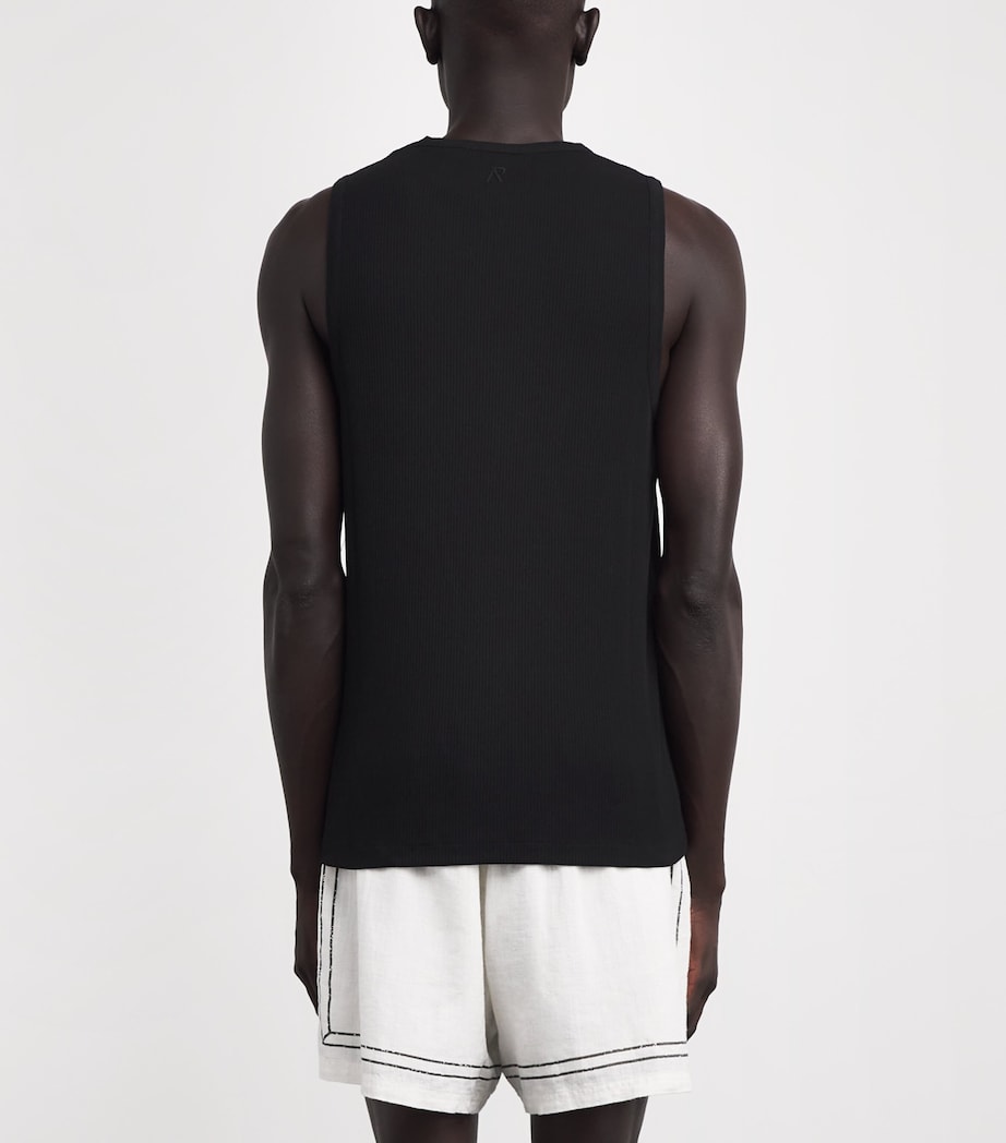 Stretch-Cotton Initial Rib Tank Top BLACK Image 4