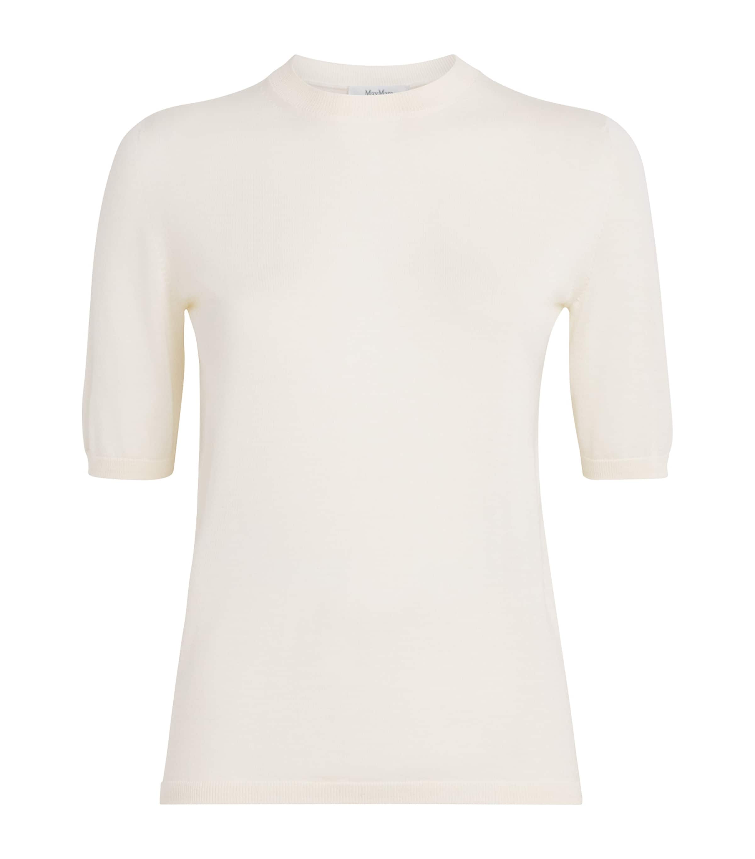 Max Mara Crew Neck Ribbed Cuffs Short Sleeves In White