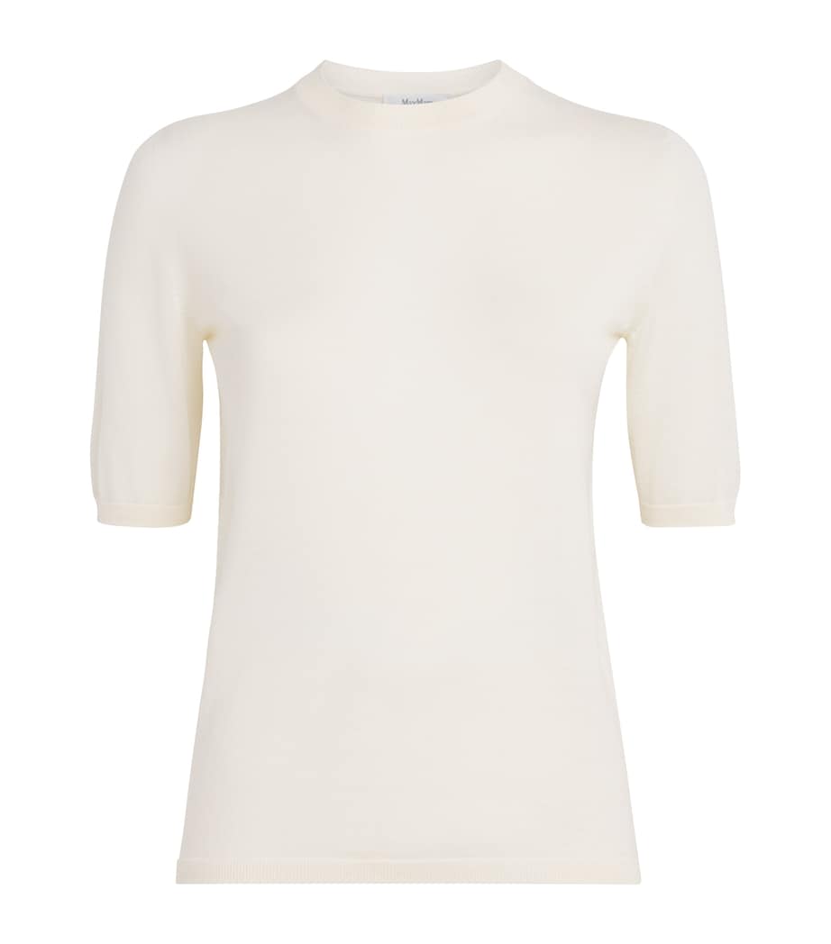 Virgin Wool Short-Sleeve Sweater WHITE Image 1