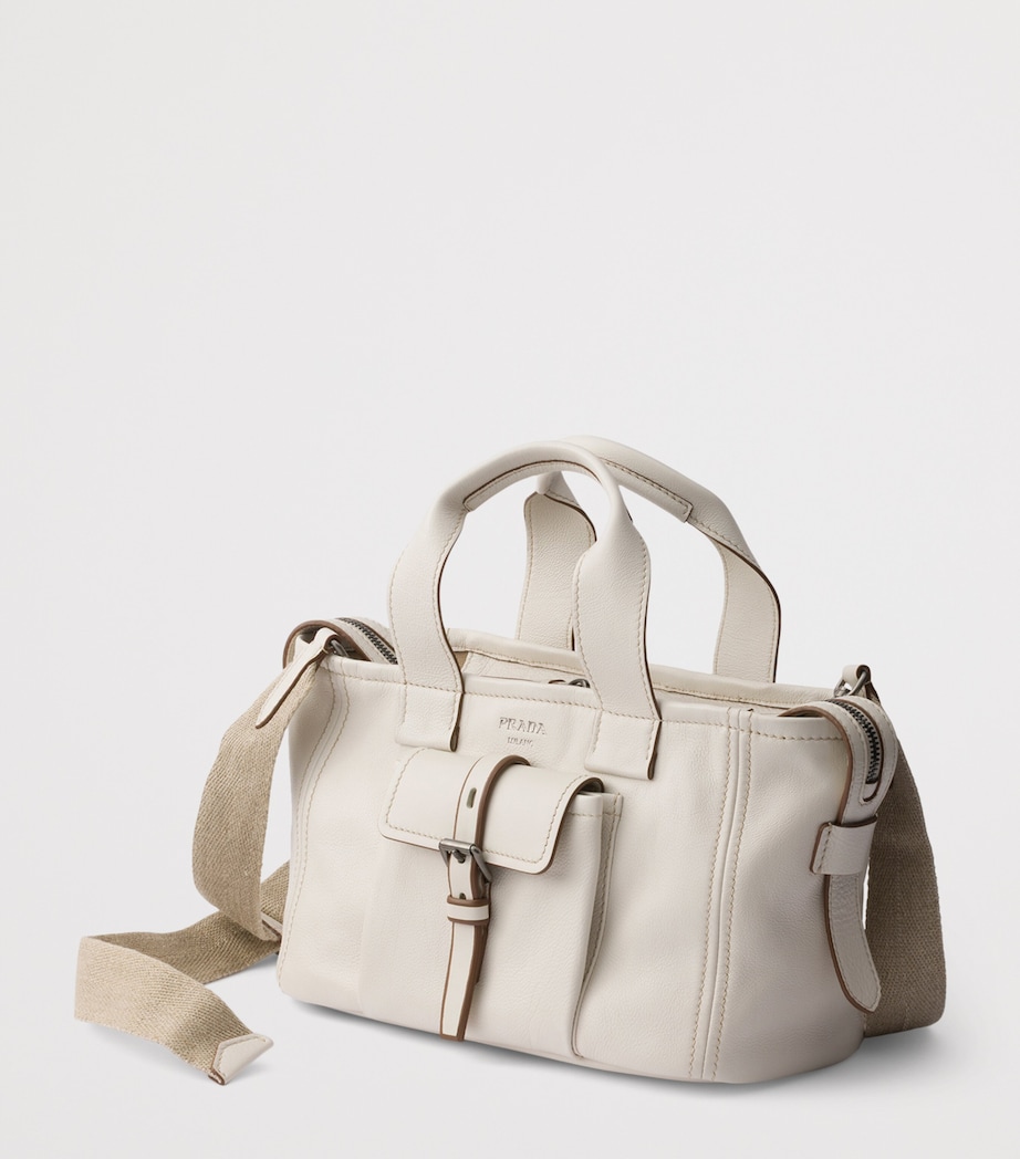 Prada Medium Leather Route Tote Bag Neutral Image 4