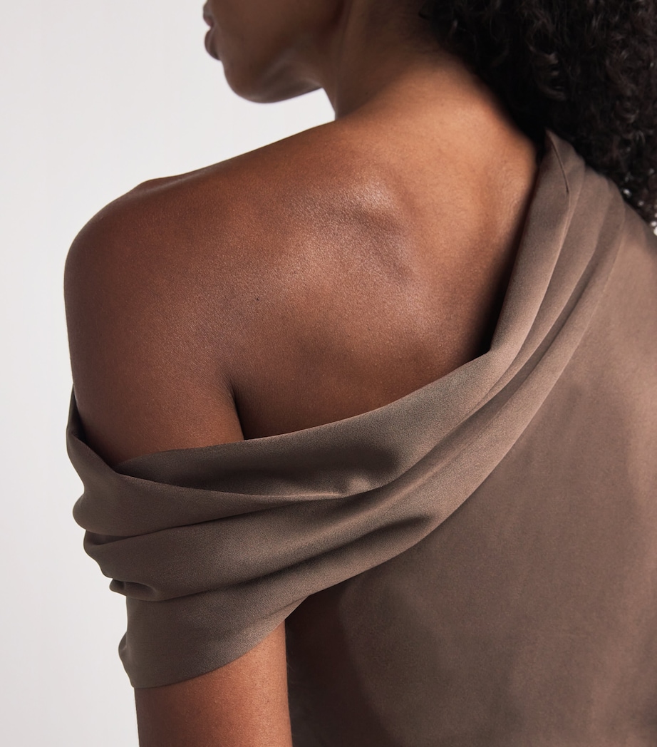 Satin Asymmetric Joanna Midi Dress COCOA Image 6