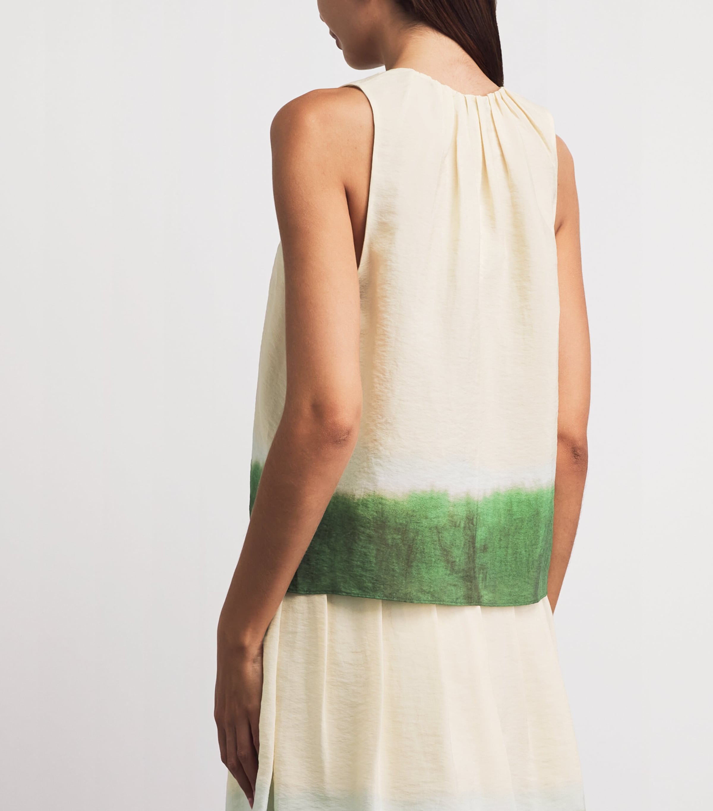 Vince Womens Sleeveless Dip Dye Blouse Prclain/herba Image 4