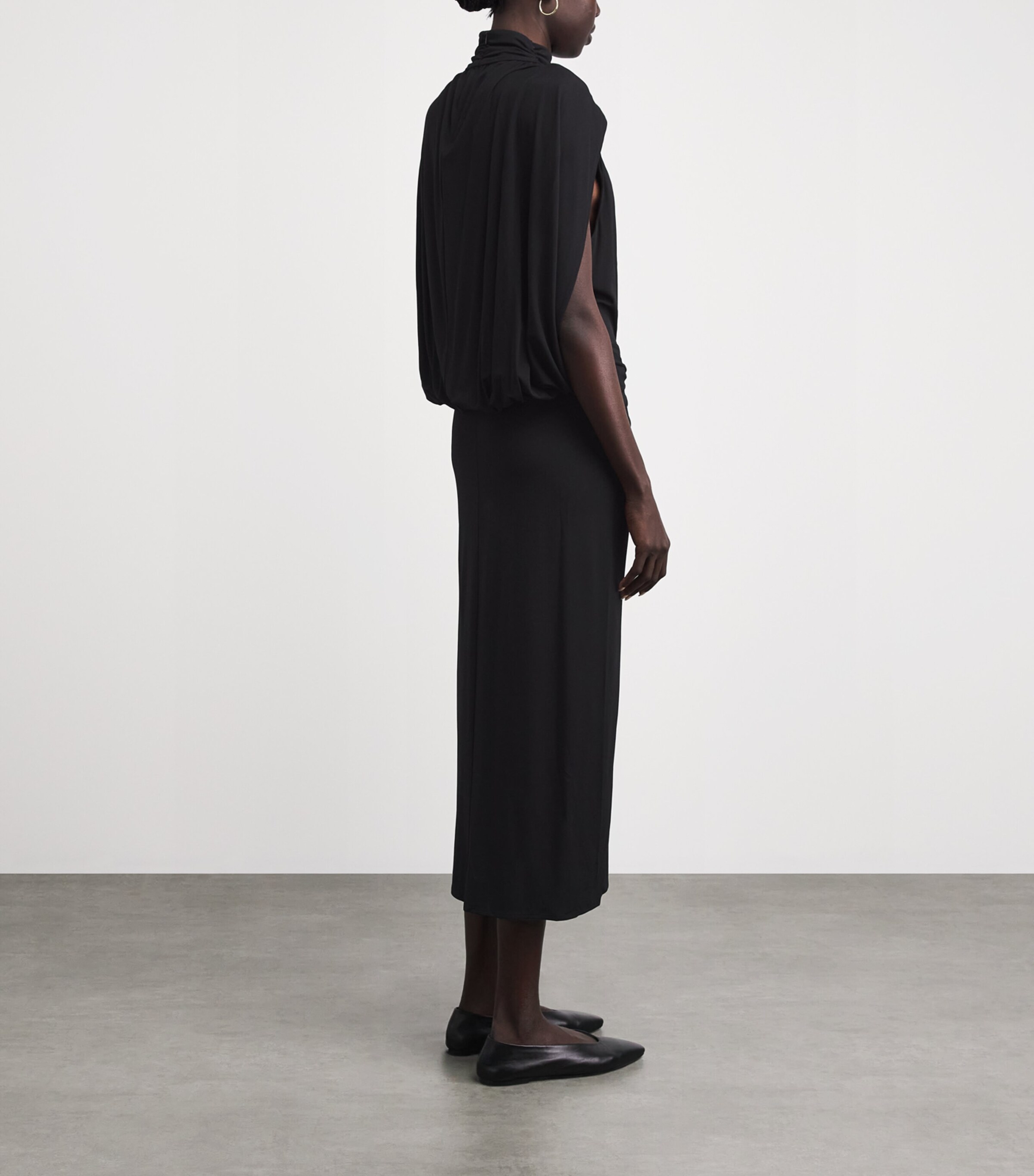 ESSE Studios Womens Cape-Detail Solina Maxi Dress Black Image 4