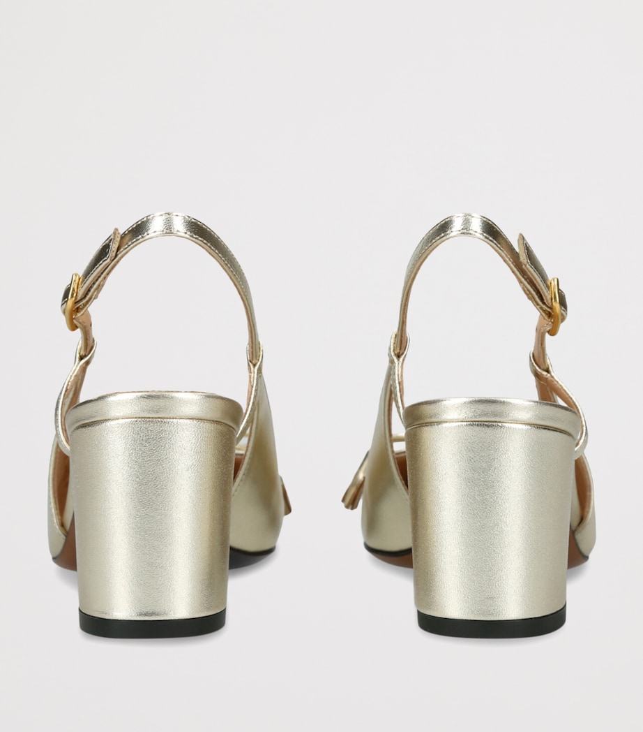 Valentino Garavani Leather Valet Du Roi Slingback Heels 60 Gold Image 2