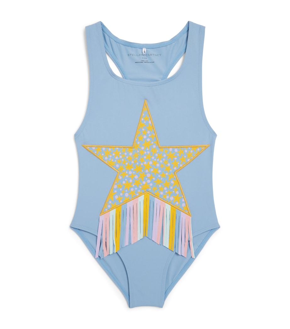 Stella McCartney Kids Star Tasselled Swimsuit (3-14+ Years) Blue Image 1
