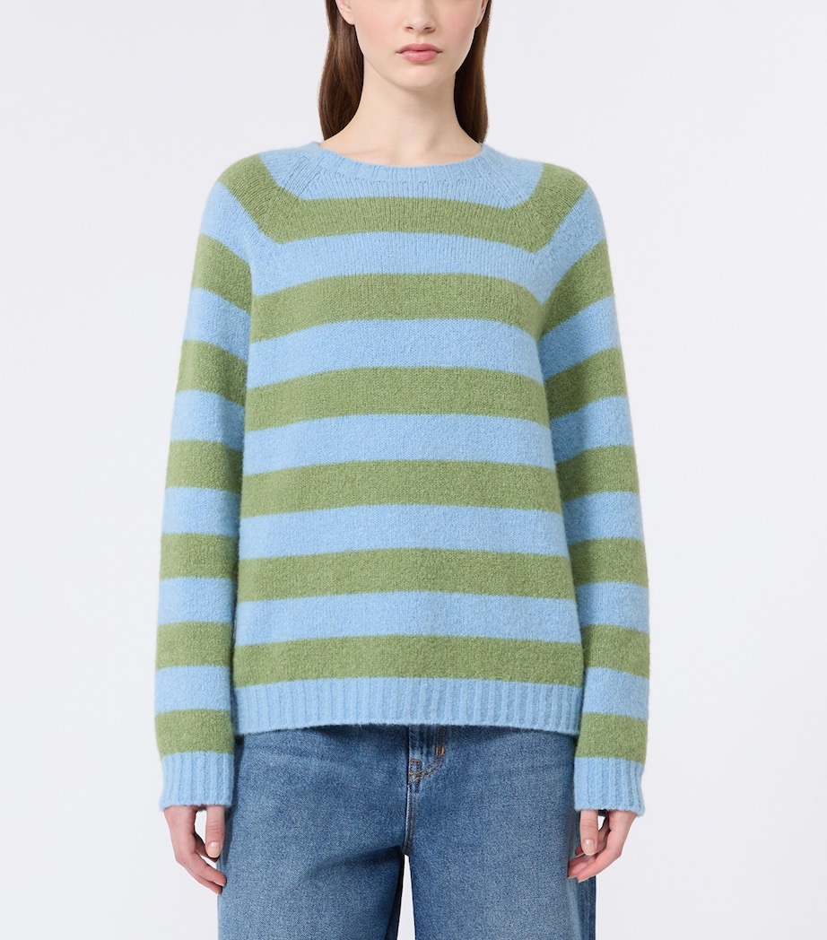 Weekend Max Mara Womens Stripe Crew-Neck Sweater Light Blue Image 2