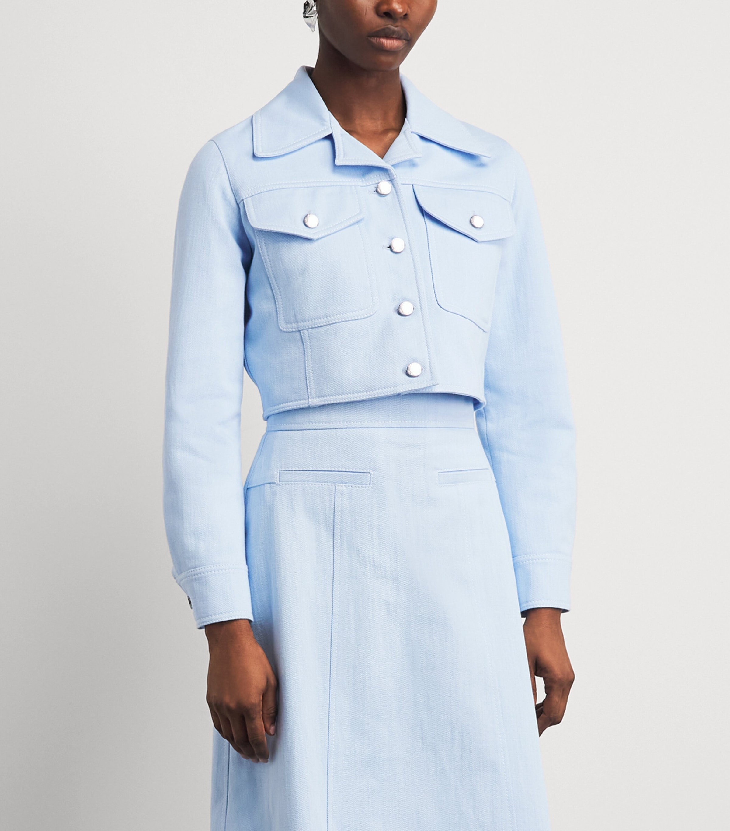 Emilia Wickstead Womens Cropped Nics Denim Jacket Icy Blue Image 4