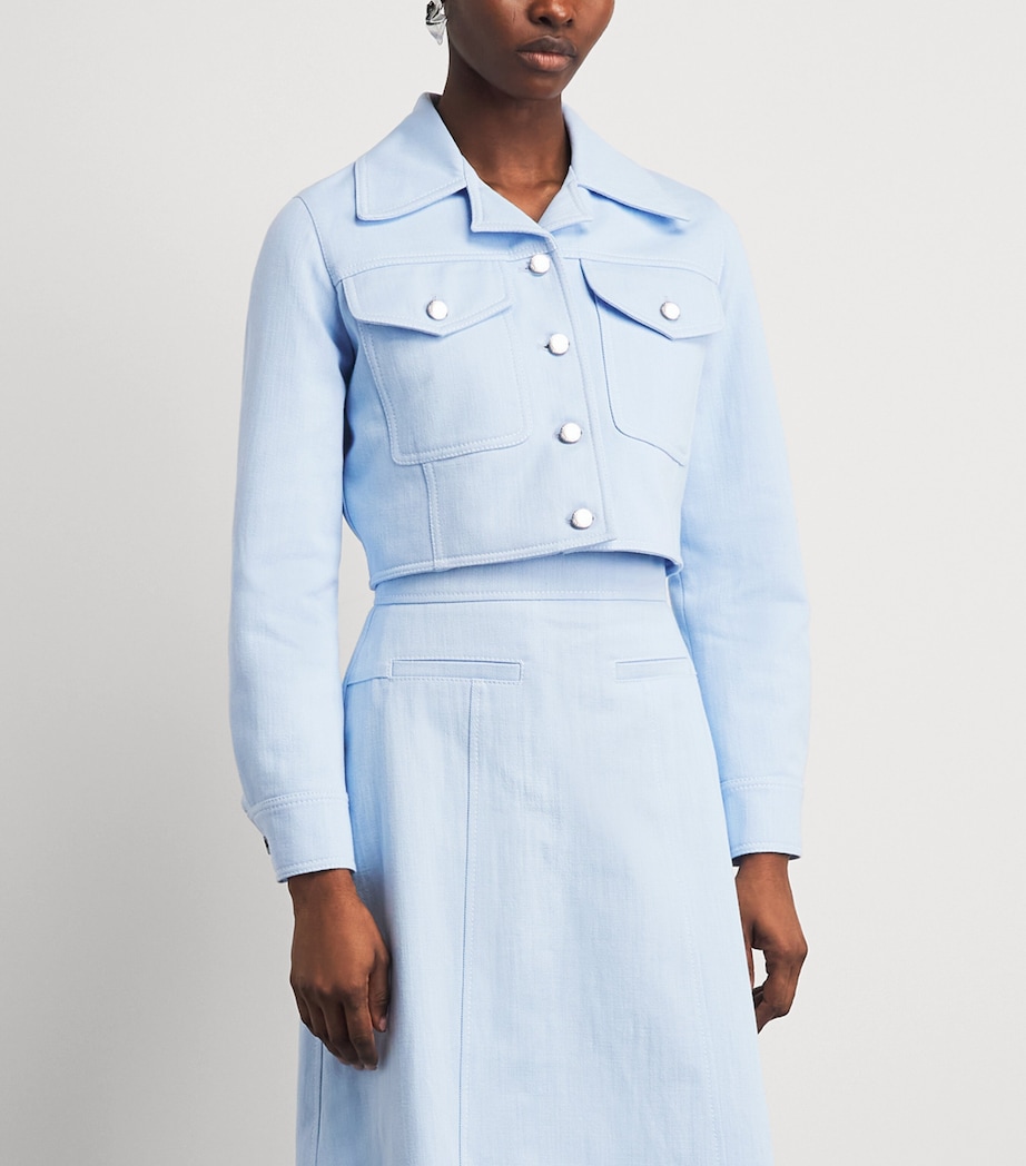 Emilia Wickstead Womens Cropped Nics Denim Jacket Icy Blue Image 4