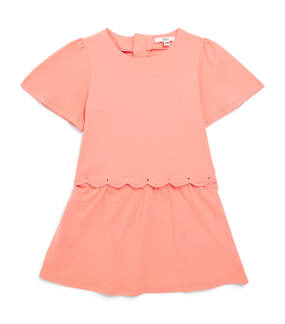 Cotton Scallop-Trim Dress (6-18 Months) 48D RASBERRY Image 1