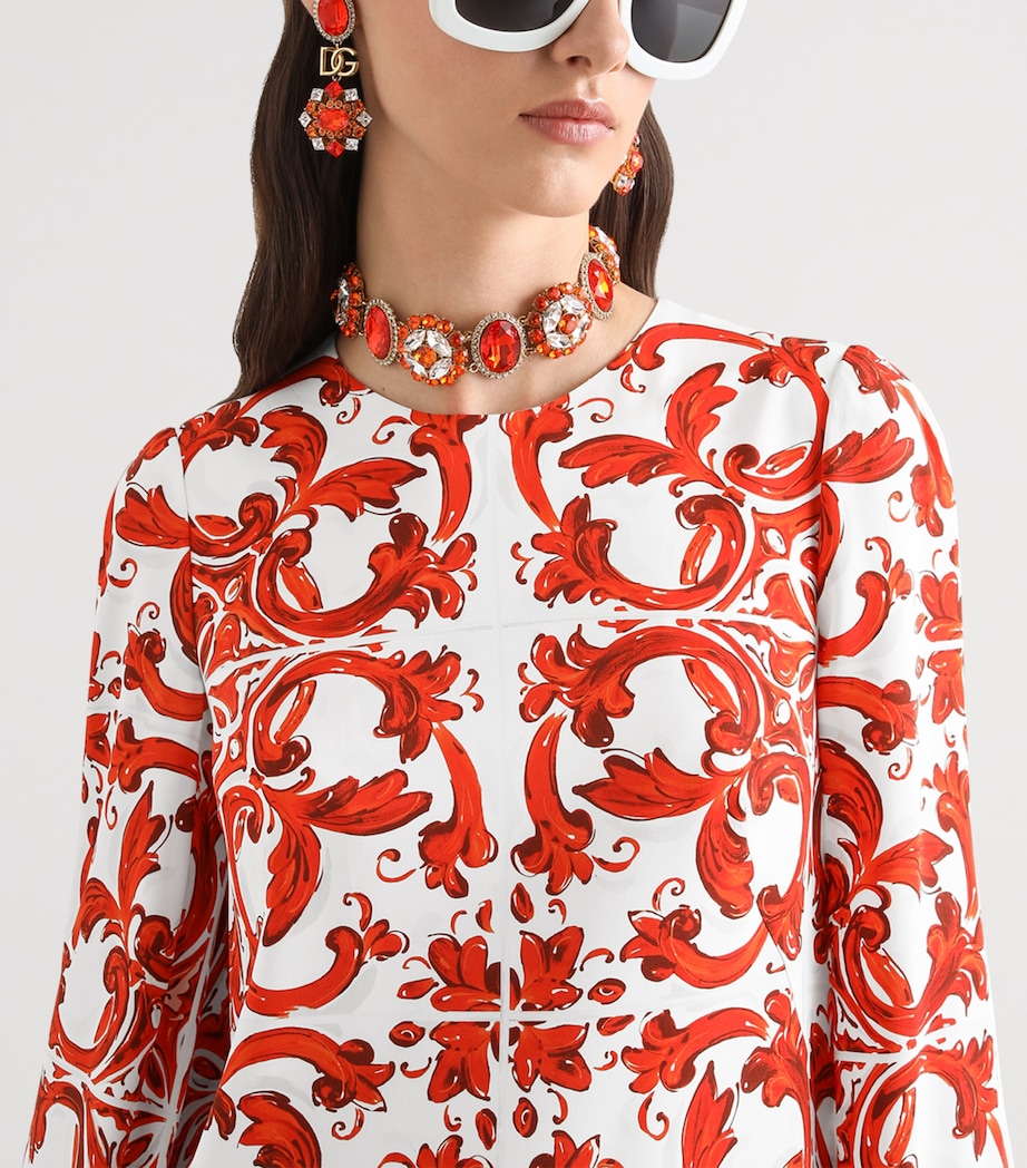 Dolce&Gabbana Womens Silk-Blend Majolica Shift Dress Combined Colou Image 4