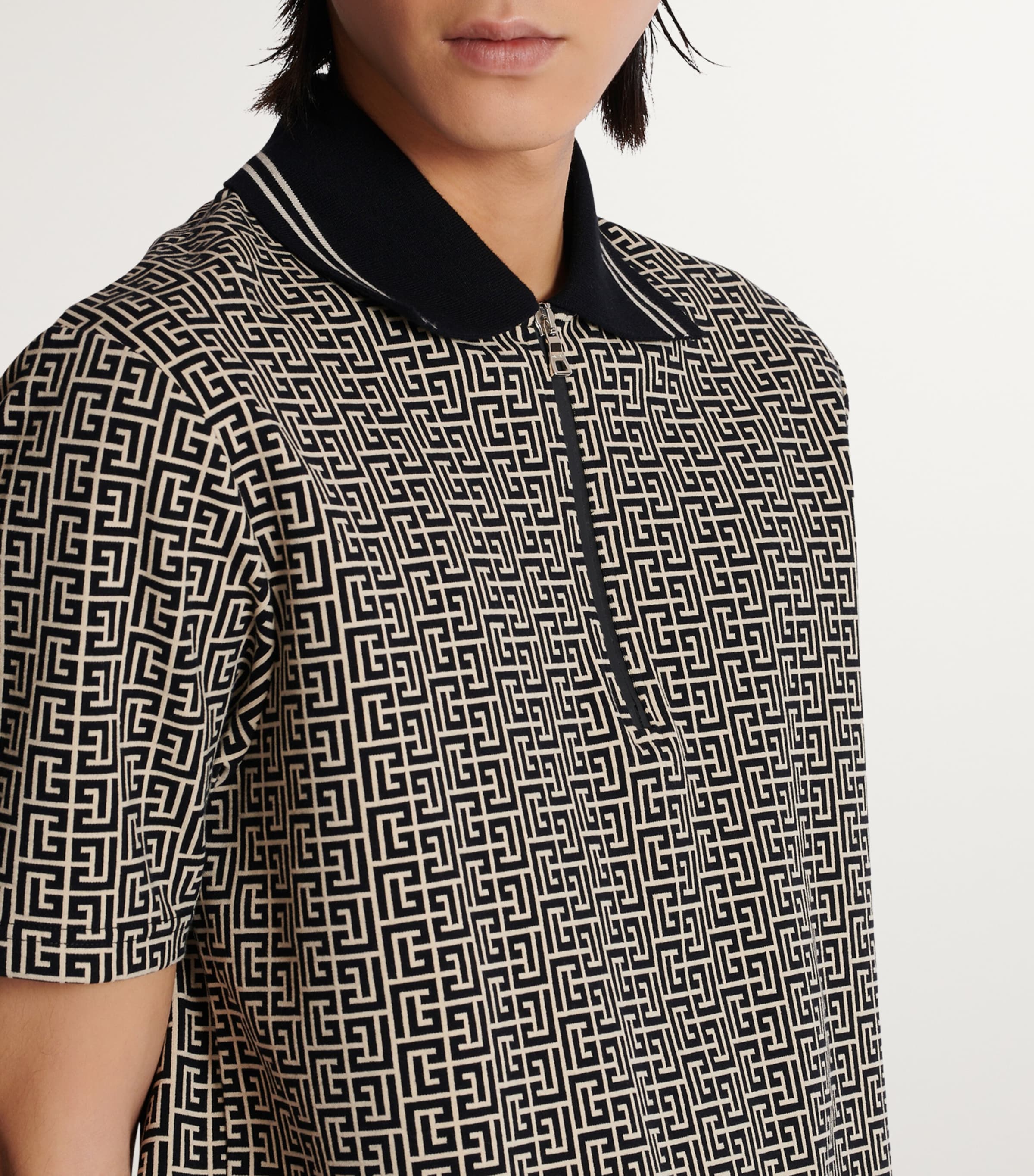 Virgin Wool PB Labyrinth Polo Shirt GFE IVOIRE/NOIR Image 8