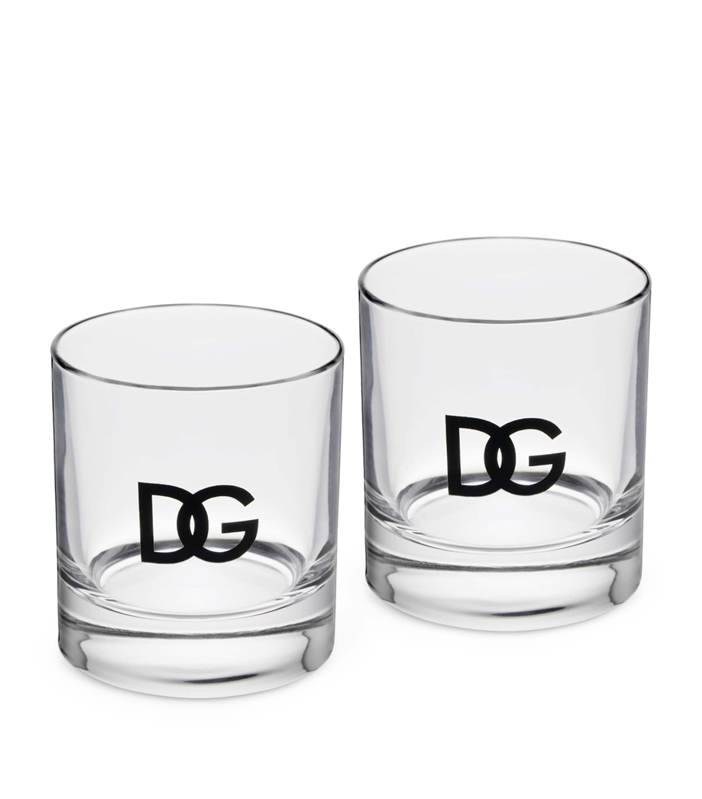 Dolce & Gabbana Casa Set Of 2 Dg Millennials Logo Shot Glasses In Transparent