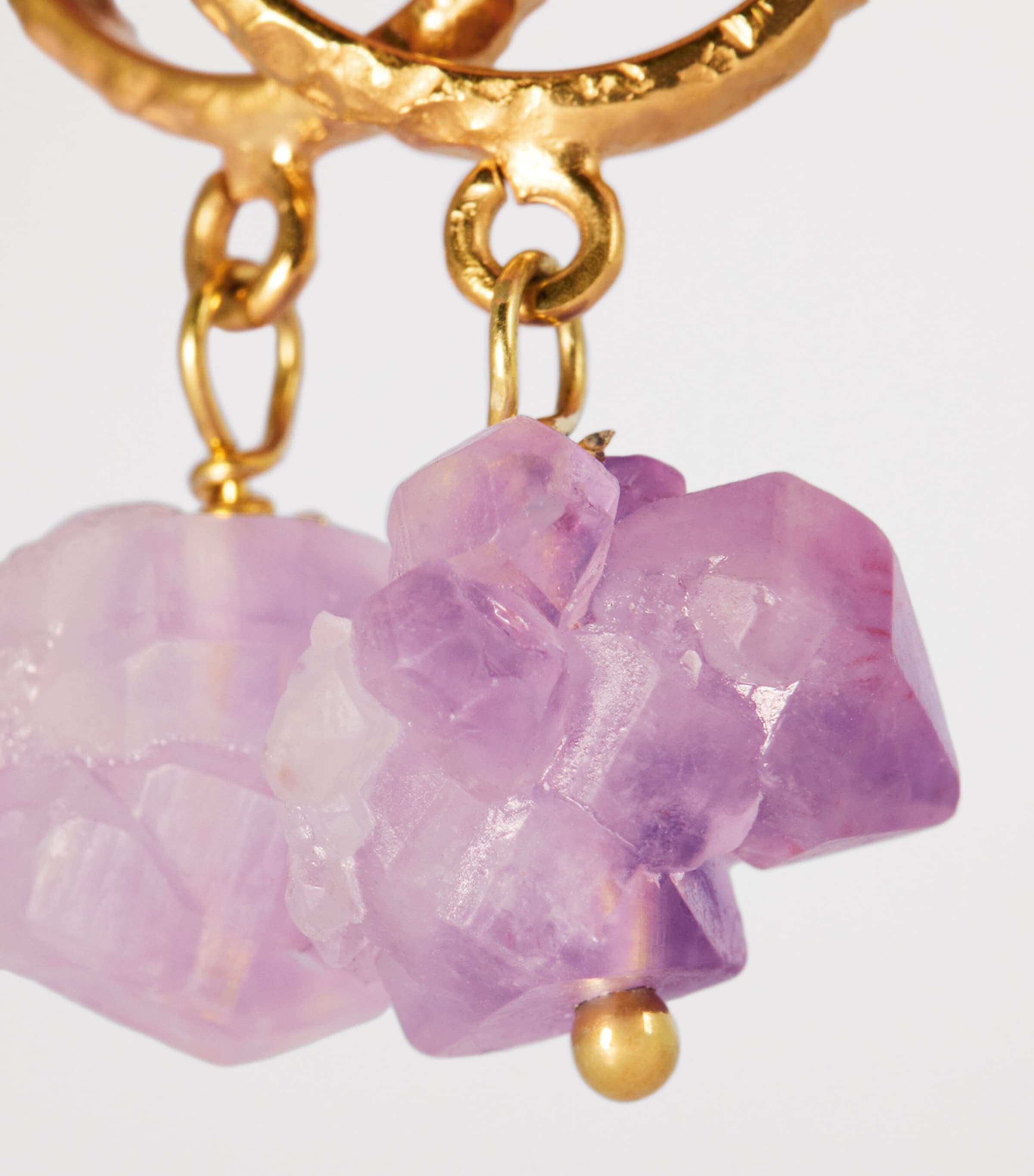 Gold-Plated and Amethyst Fystiki Hoop Earrings AMETHYST Image 5