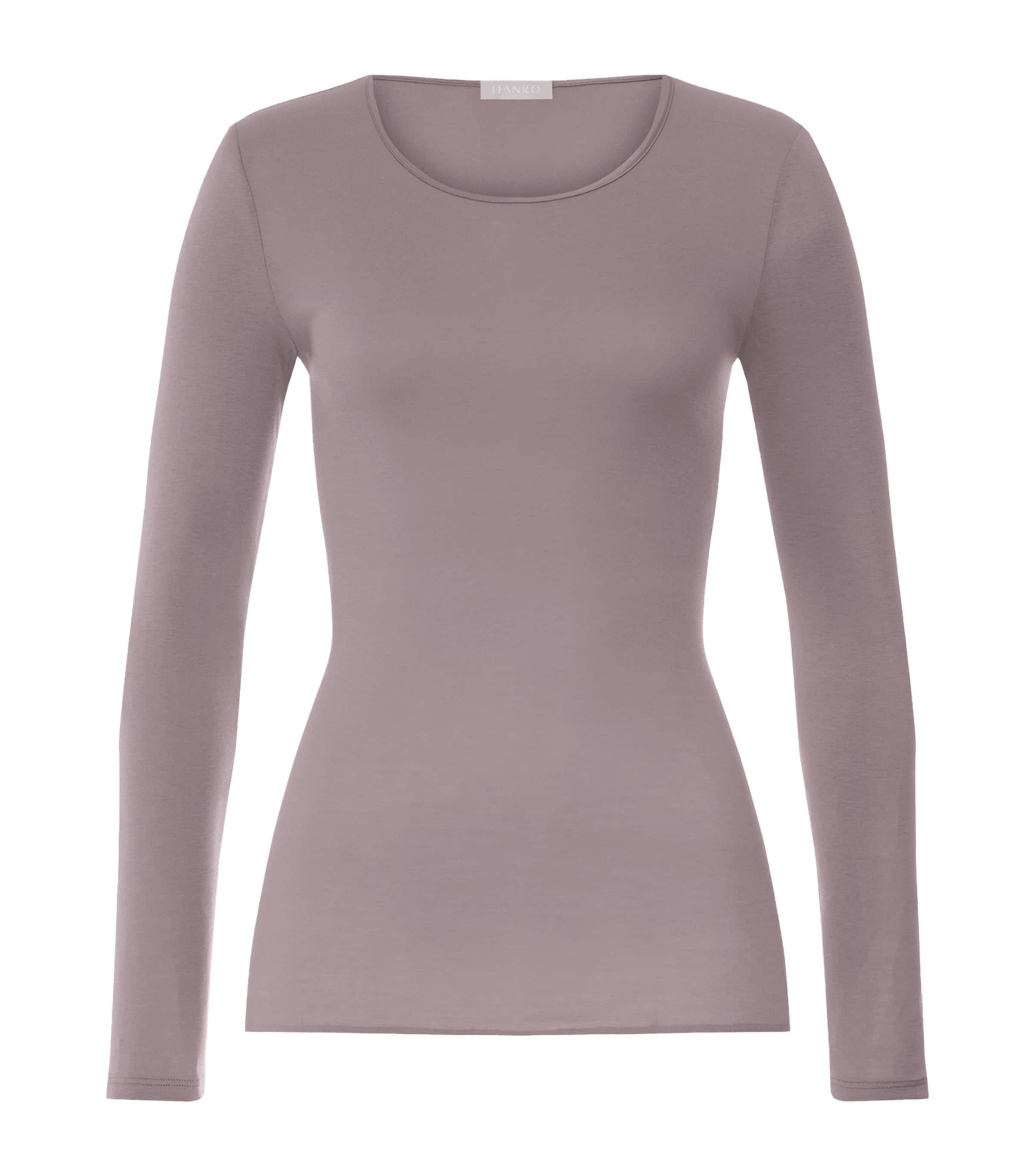 Hanro Womens Cotton Seamless Long-Sleeve T-Shirt Stormy Rose Image 1