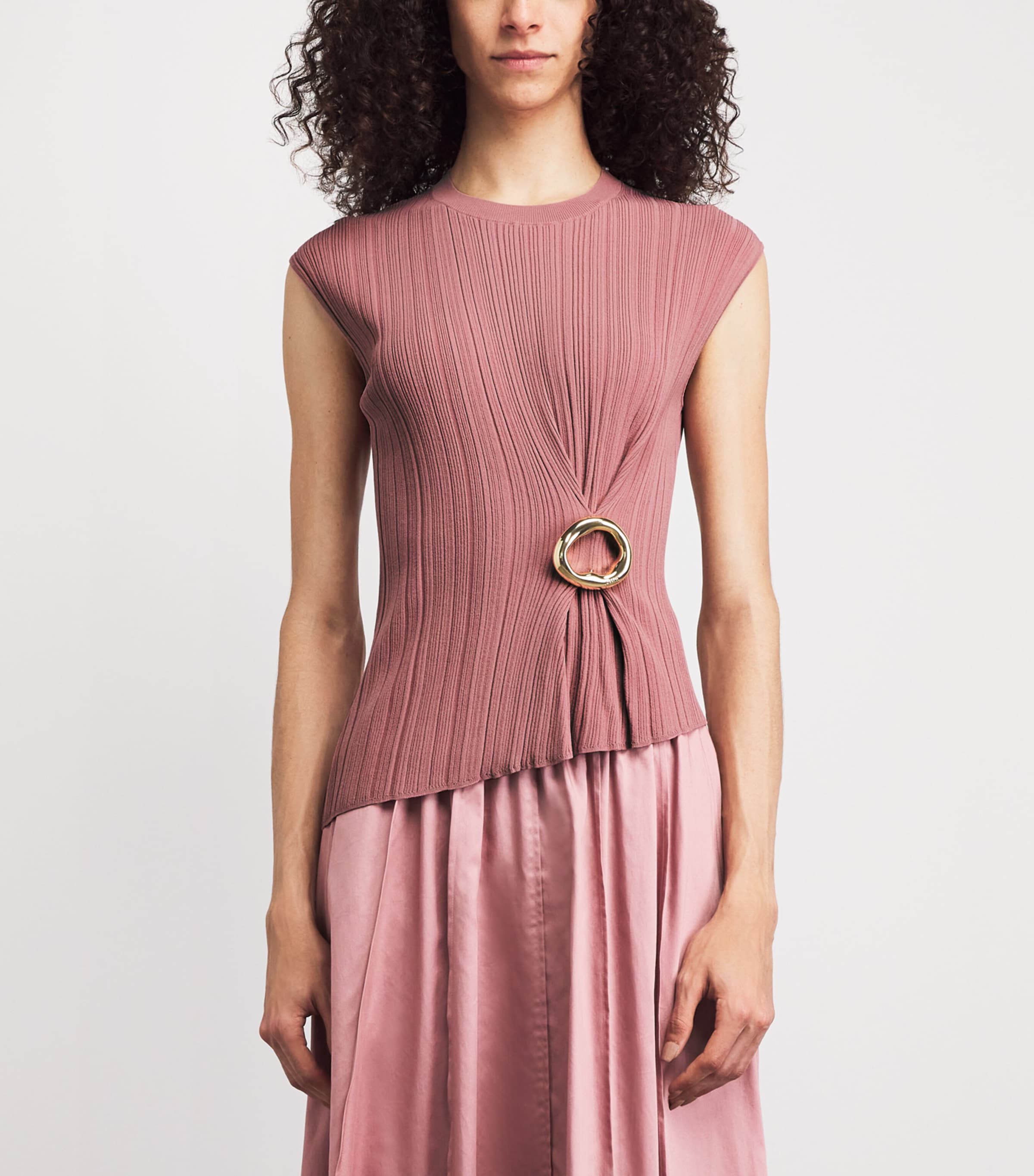 Joseph Womens Plissé Kenit Top Musk Image 4