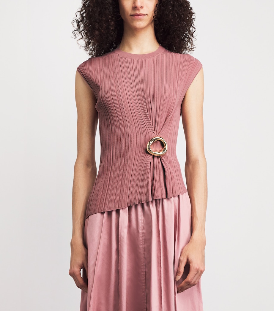 Joseph Womens Plissé Kenit Top Musk Image 4