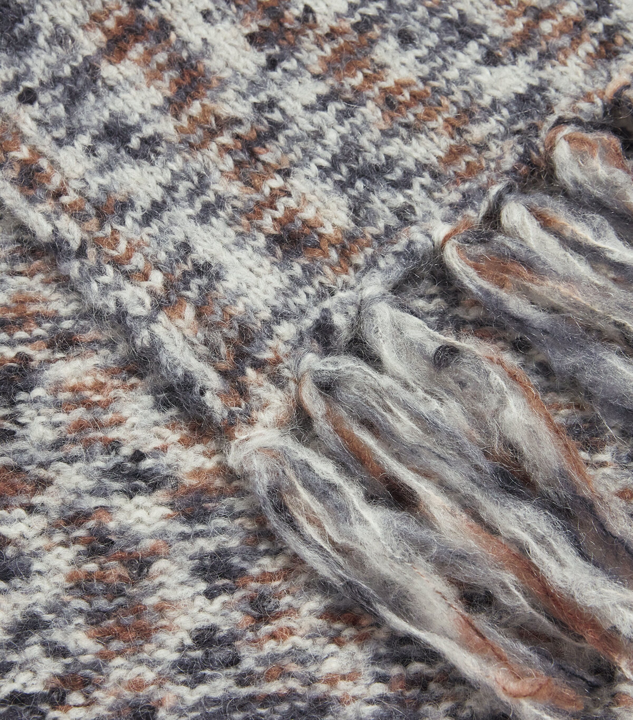A.P.C. Mélange-Knit Fringed Scarf Pla Heather Grey Image 5