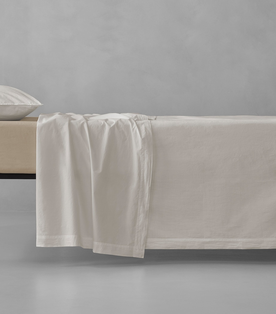 Society Limonta Cotton Nite Super King Flat Sheet (180cm x 200cm) Bianco Image 1