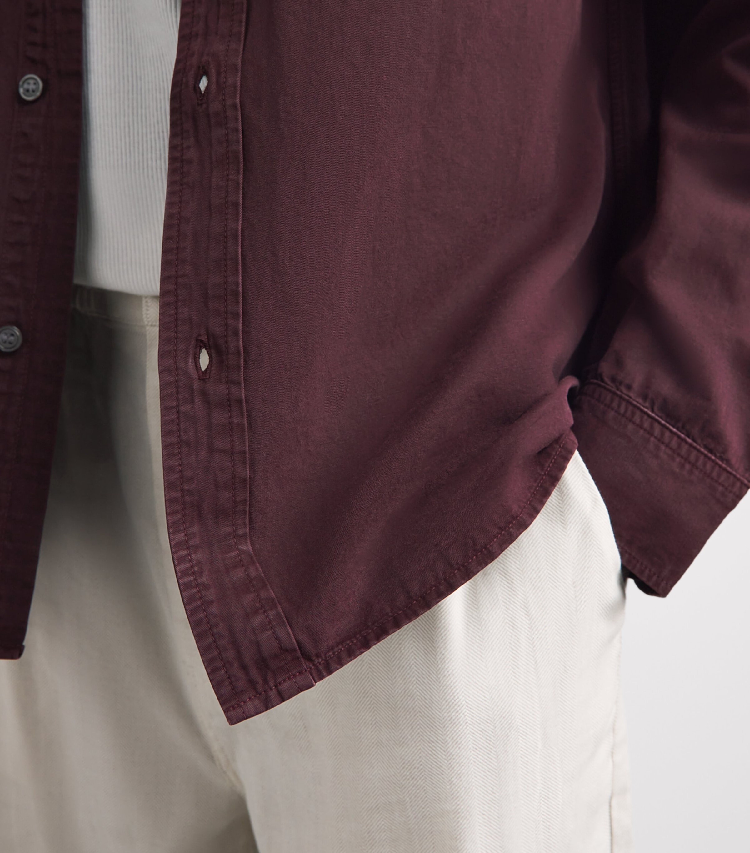 Citizens of Humanity Mens Cotton-Linen Cairo Shirt Burgundy Image 3